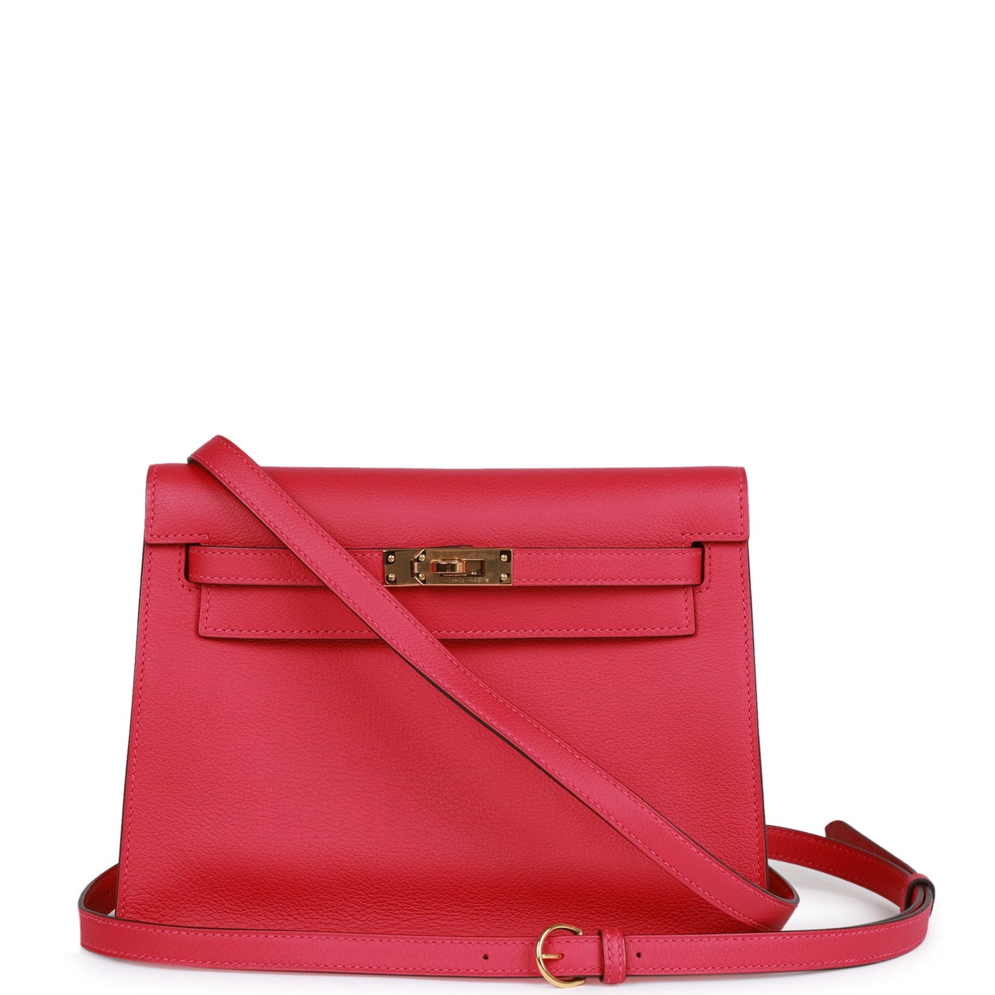Luxury Hermes Kelly Danse Framboise Evercolor Gold Hardware