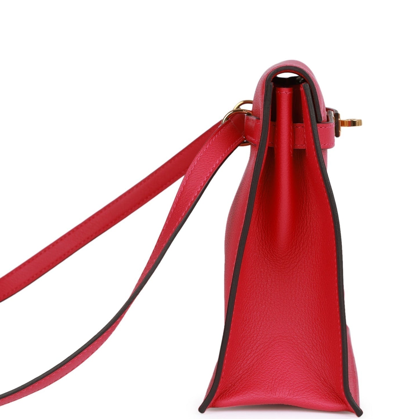 Luxury Hermes Kelly Danse Framboise Evercolor Gold Hardware