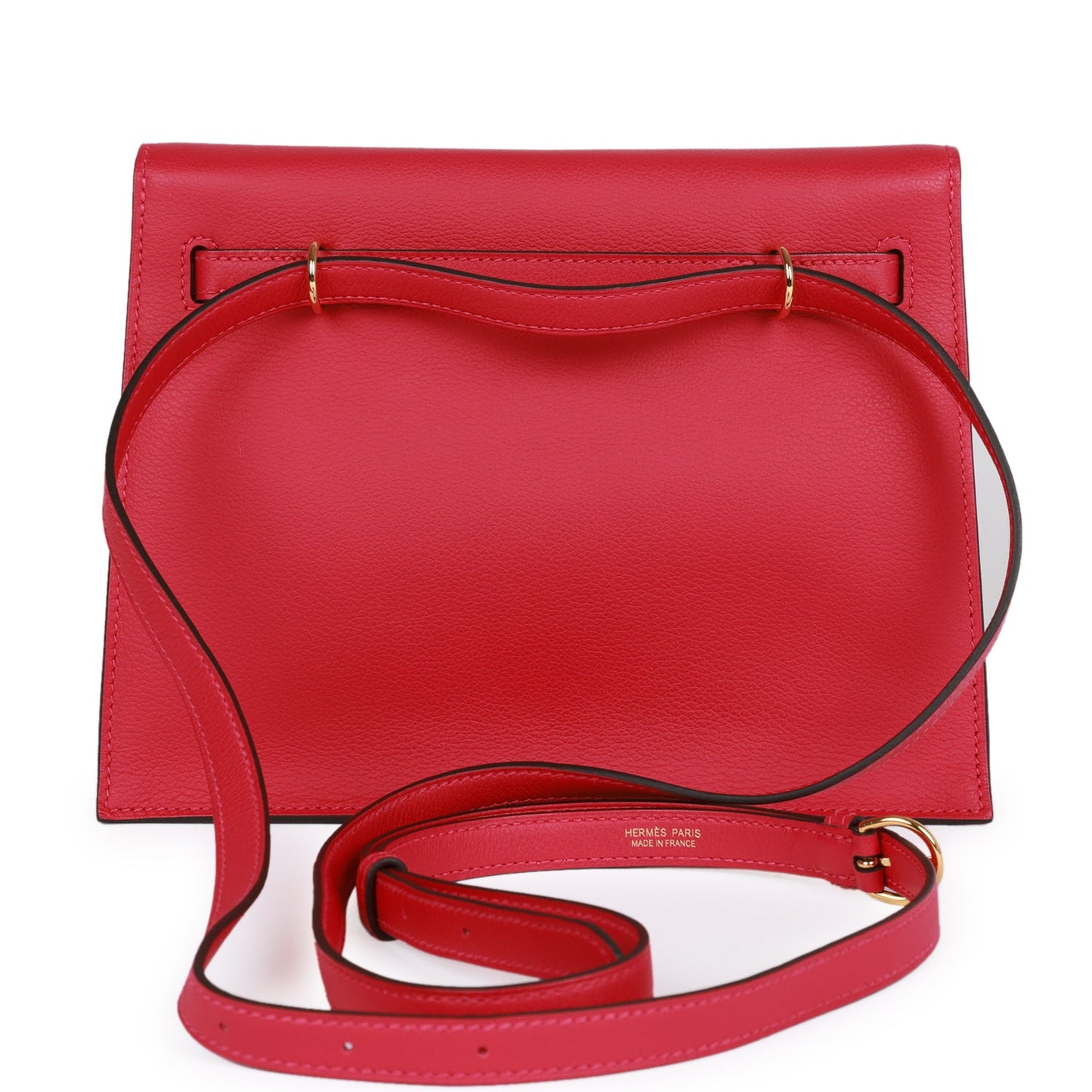 Luxury Hermes Kelly Danse Framboise Evercolor Gold Hardware
