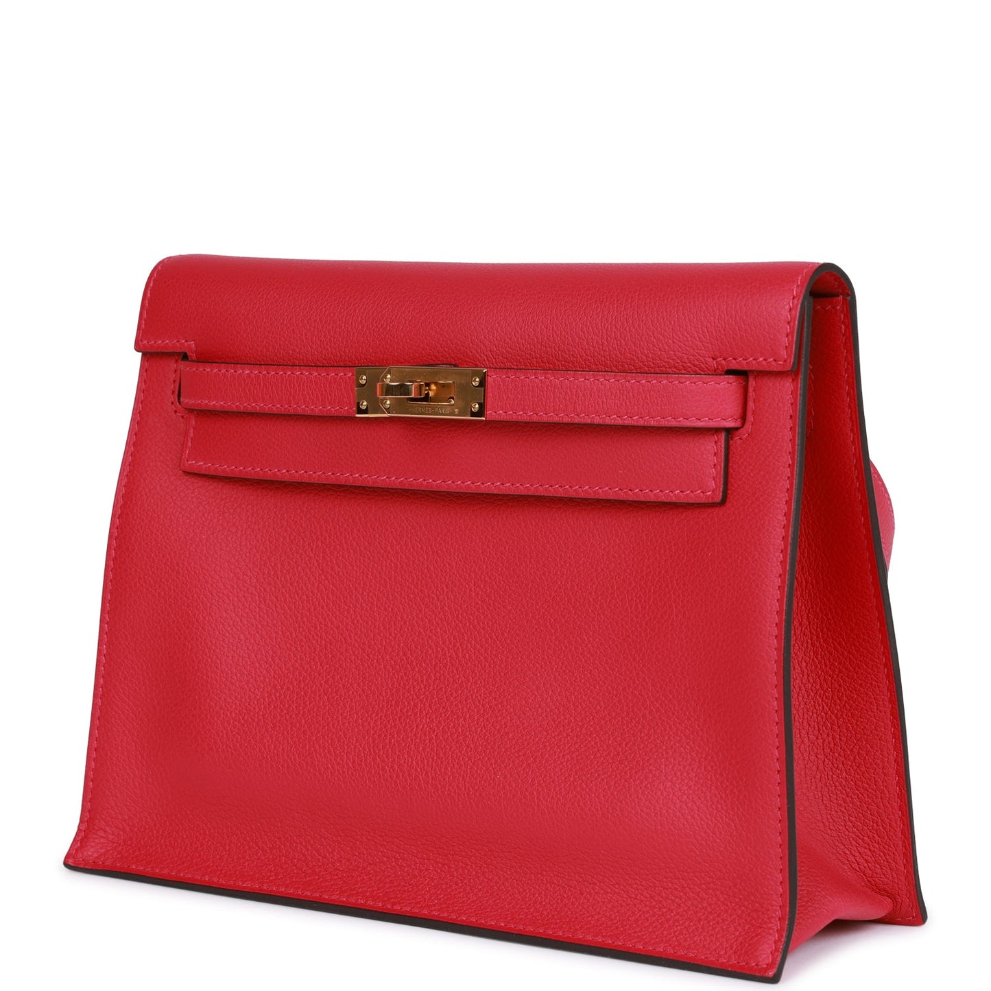 Luxury Hermes Kelly Danse Framboise Evercolor Gold Hardware