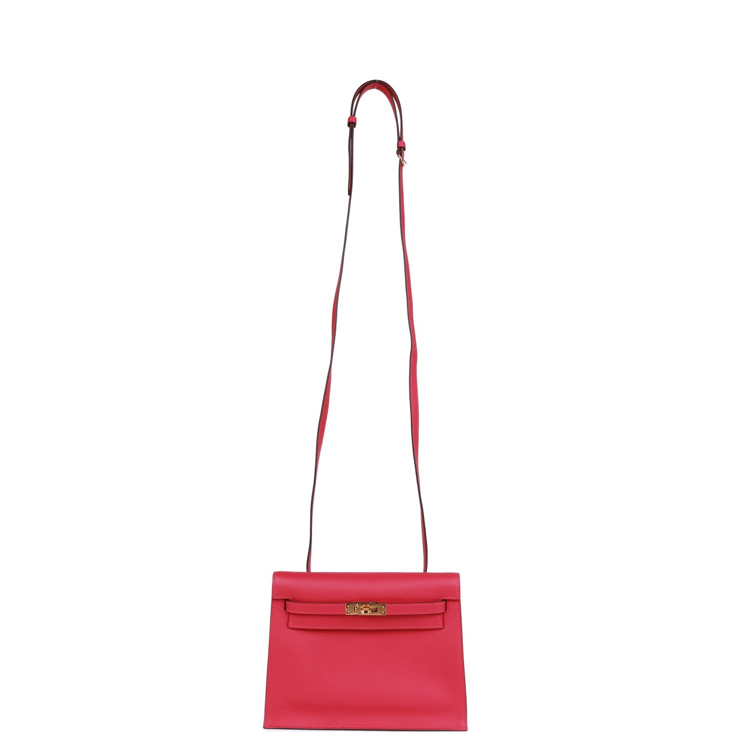 Luxury Hermes Kelly Danse Framboise Evercolor Gold Hardware