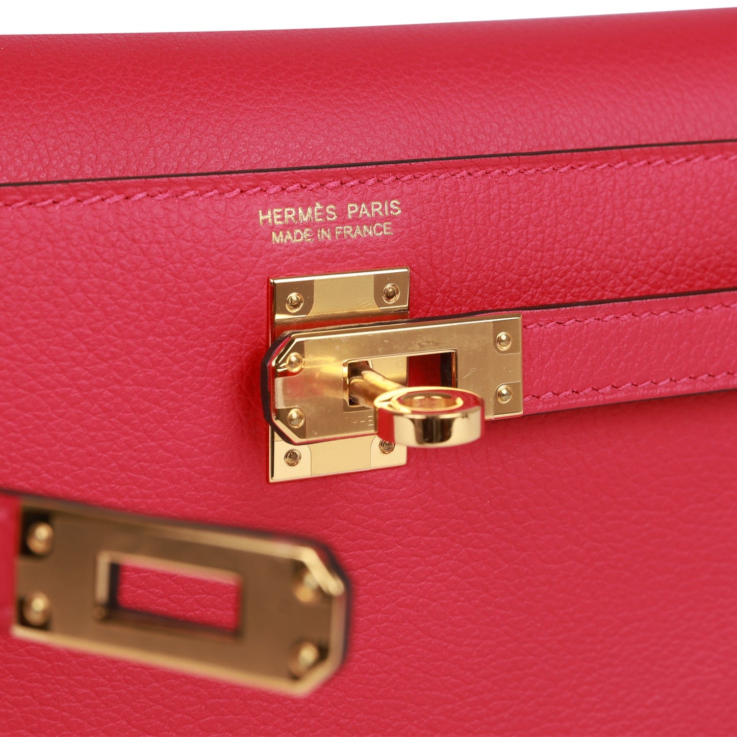 Luxury Hermes Kelly Danse Framboise Evercolor Gold Hardware