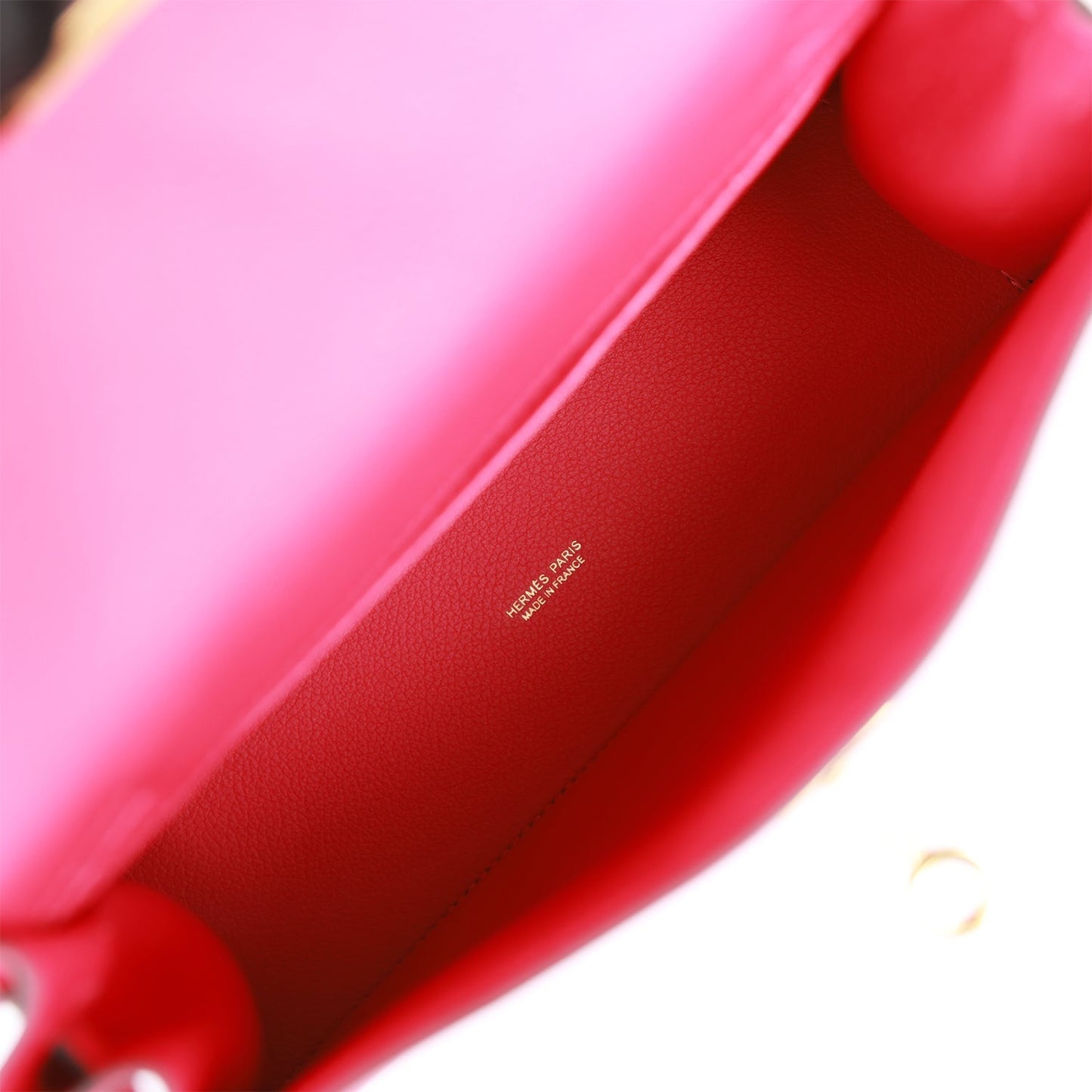 Luxury Hermes Kelly Danse Framboise Evercolor Gold Hardware