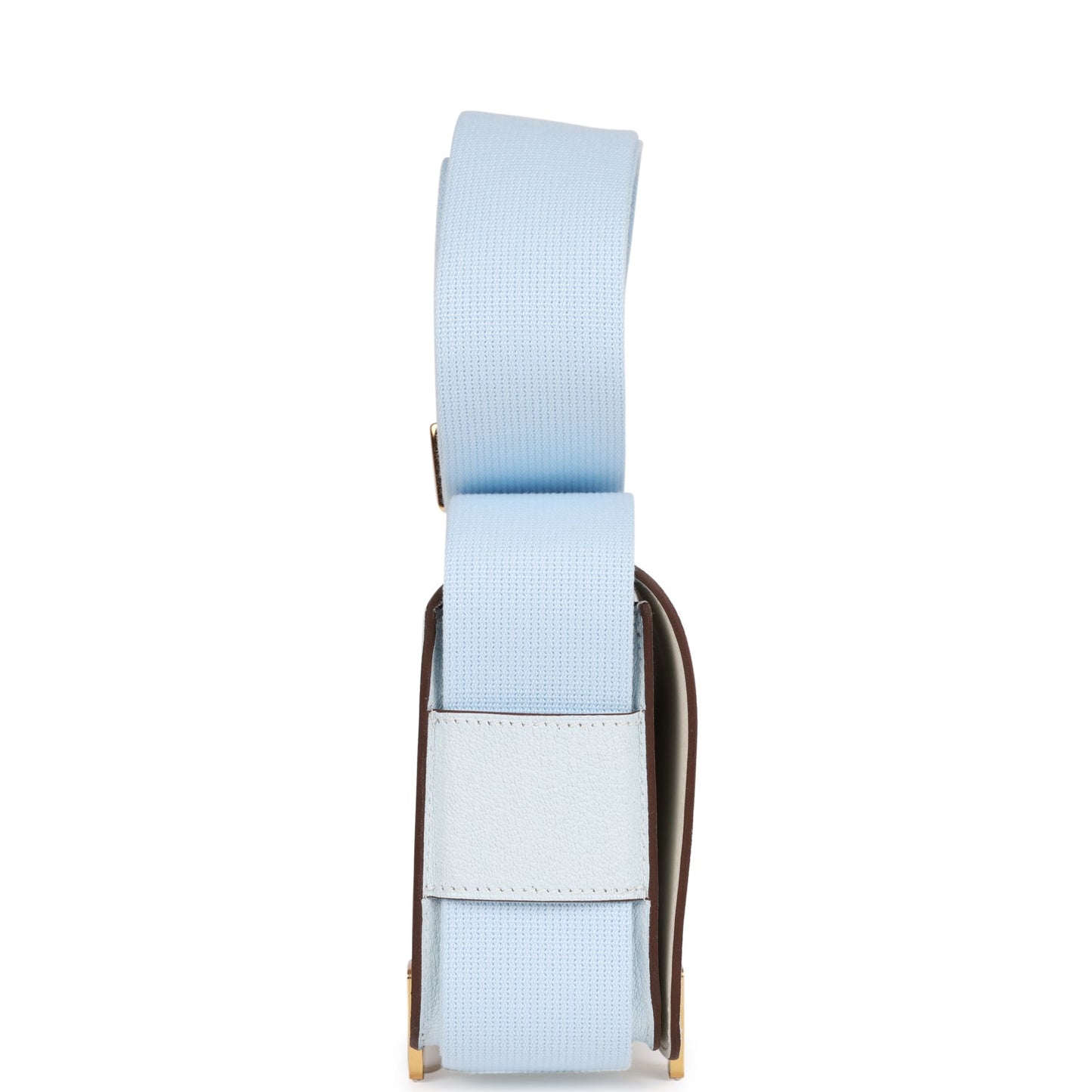 Luxury Hermes Geta Bleu Brume Verso Chevre Gold Hardware