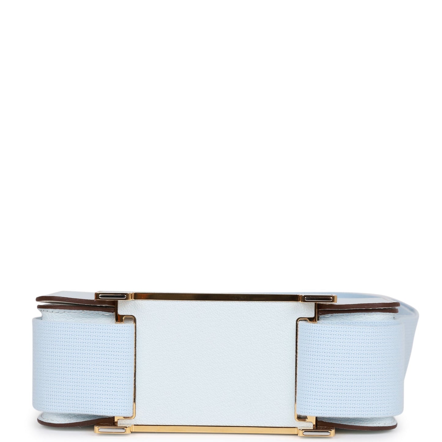 Luxury Hermes Geta Bleu Brume Verso Chevre Gold Hardware