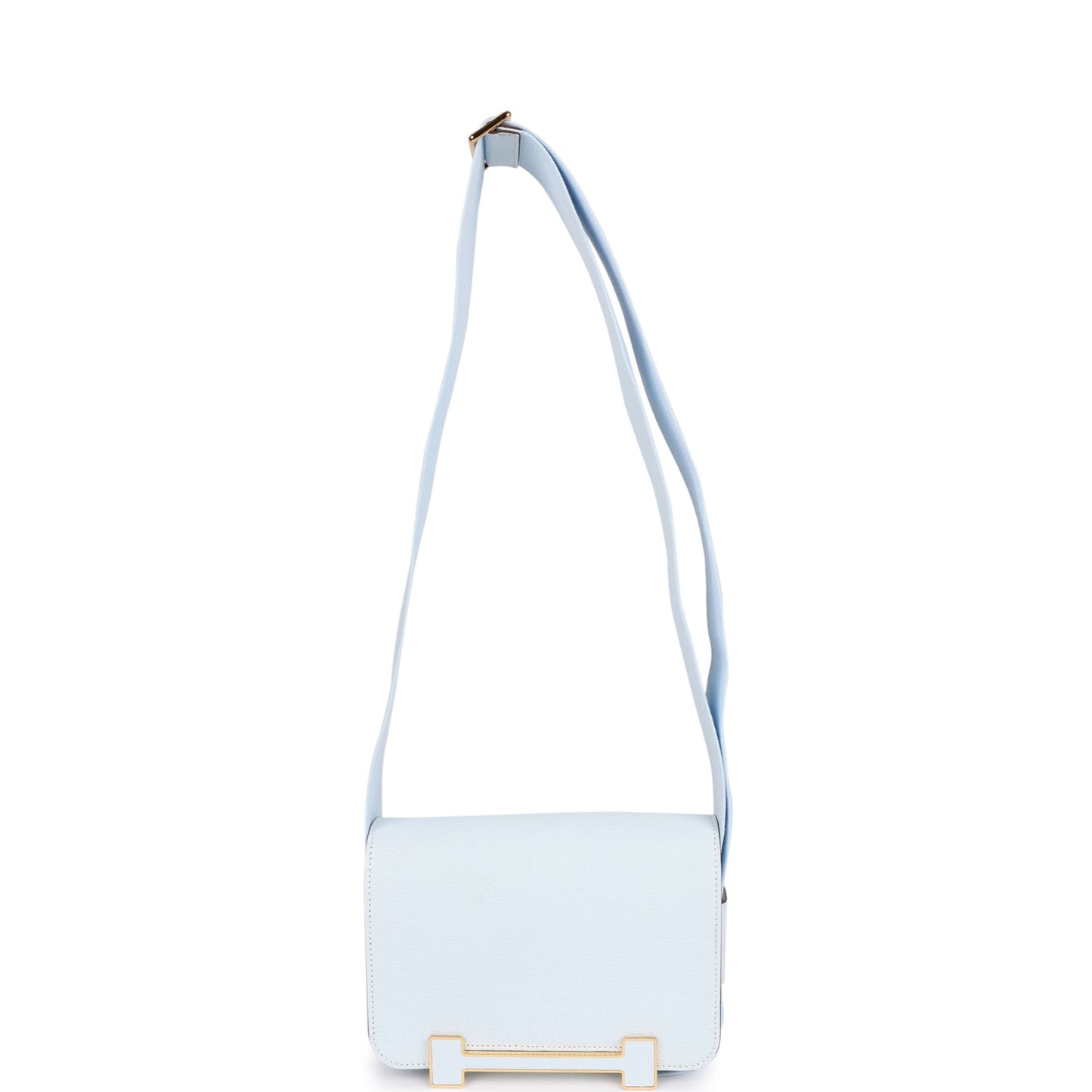 Luxury Hermes Geta Bleu Brume Verso Chevre Gold Hardware