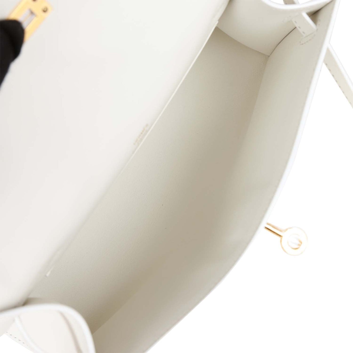 Luxury Hermes Kelly Pochette White Swift Gold Hardware
