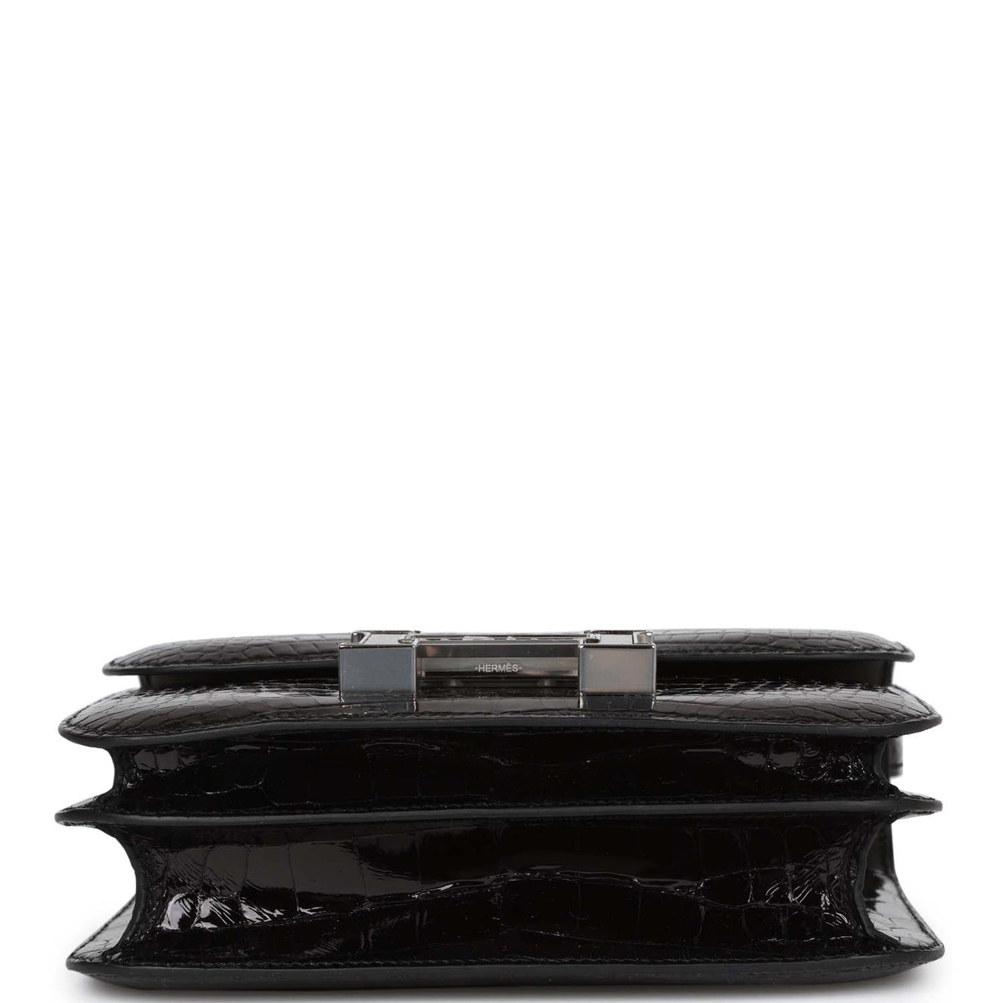 Luxury Hermes Constance 18 Black Shiny Alligator Palladium Tiger's Eye Hardware