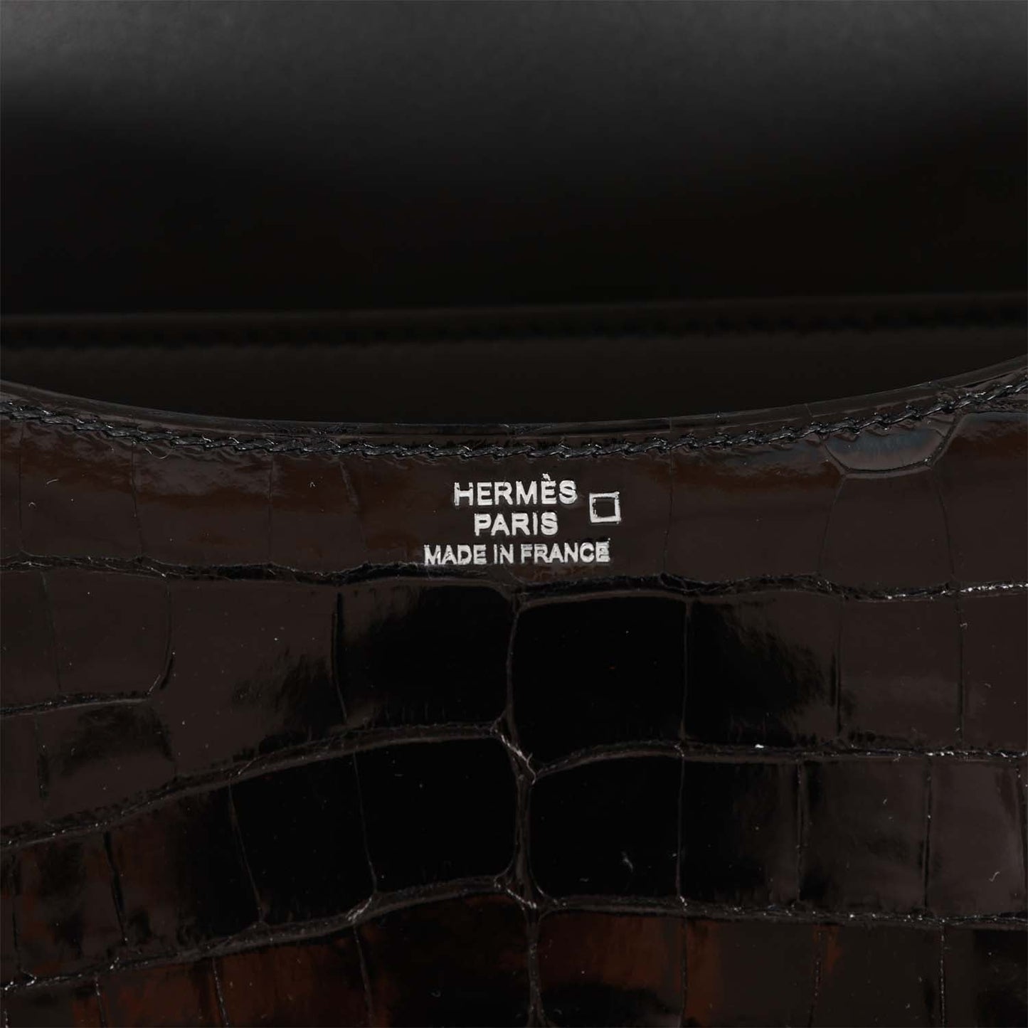 Luxury Hermes Constance 18 Black Shiny Alligator Palladium Tiger's Eye Hardware