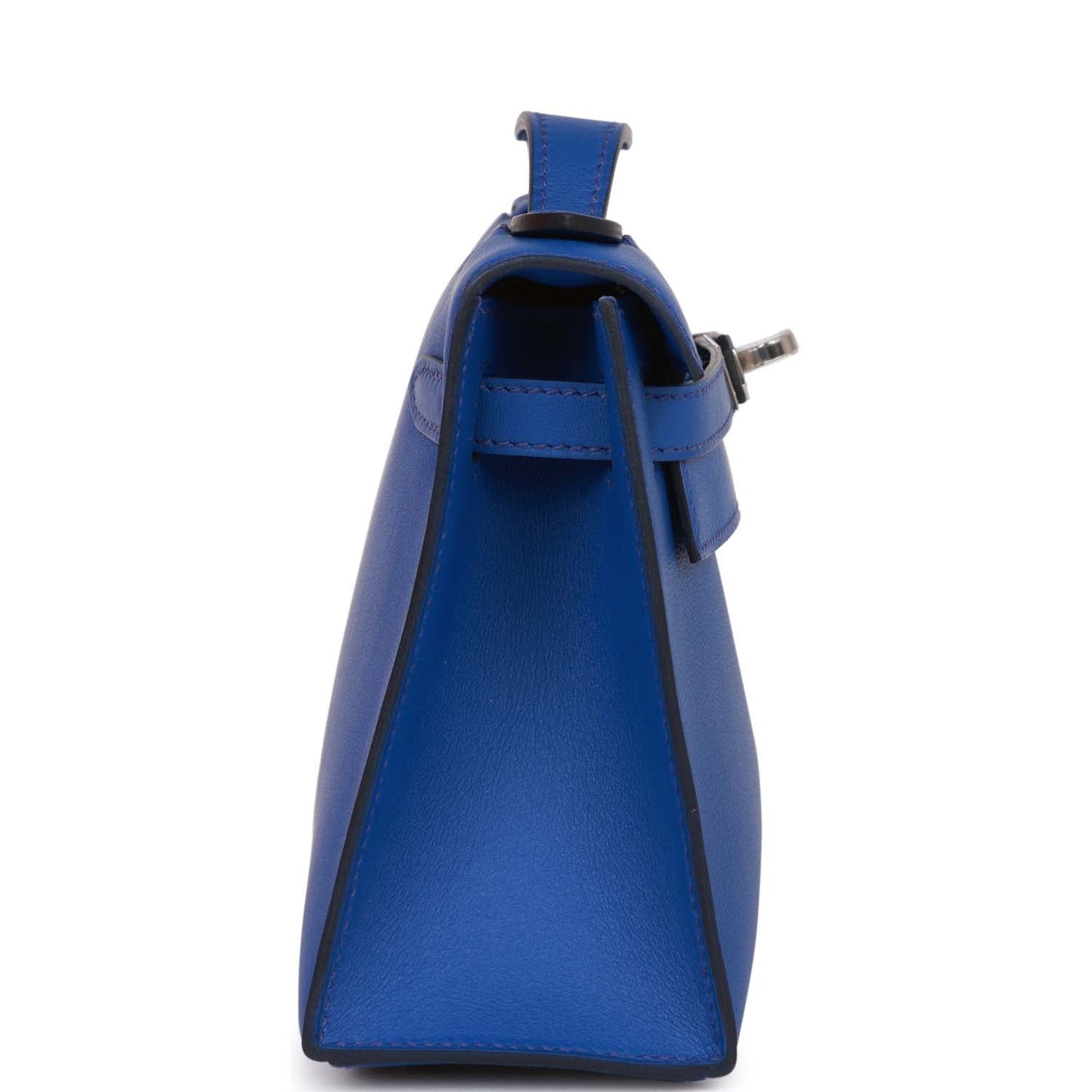 Luxury Hermes Kelly Pochette Bleu Royal Swift Palladium Hardware