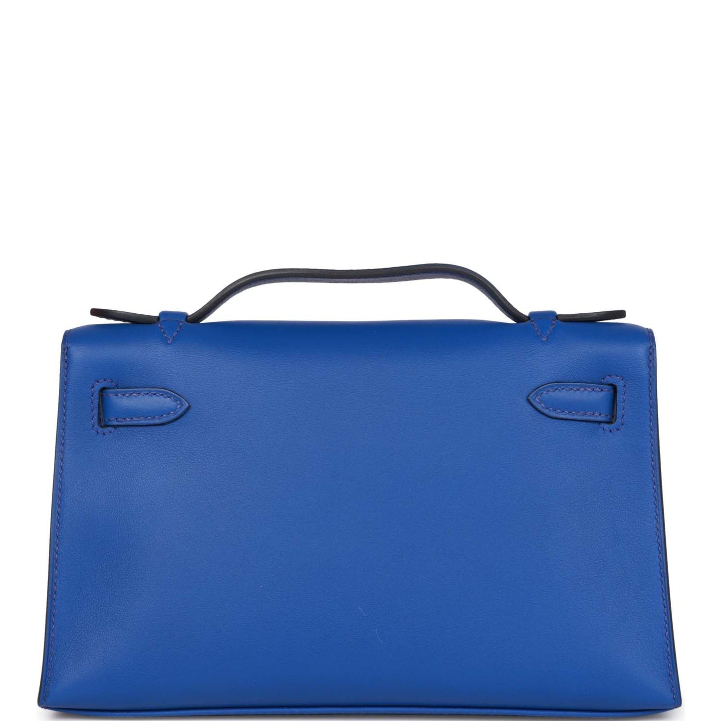 Luxury Hermes Kelly Pochette Bleu Royal Swift Palladium Hardware