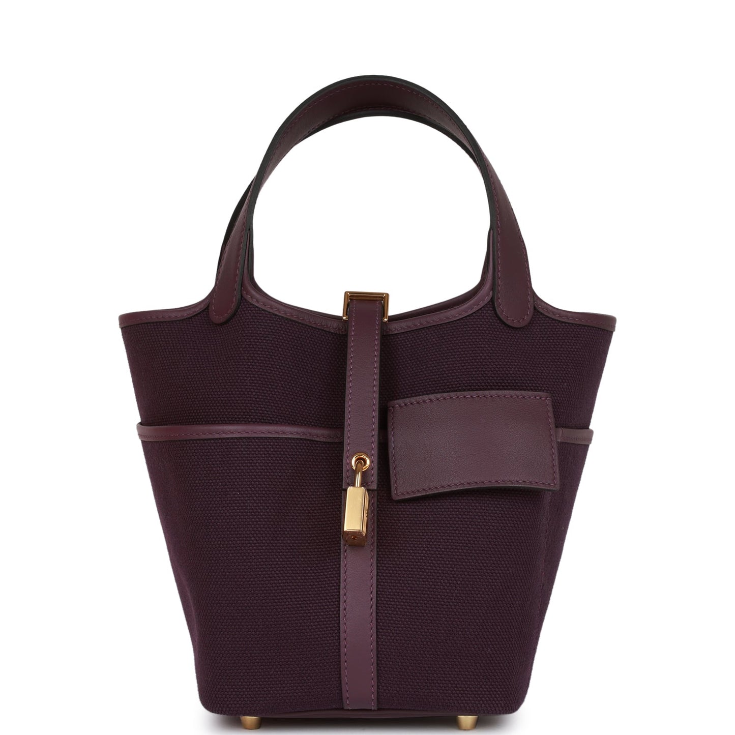 Luxury Hermes Picotin Cargo 18 Cassis Swift and Toile Canvas Gold Hardware