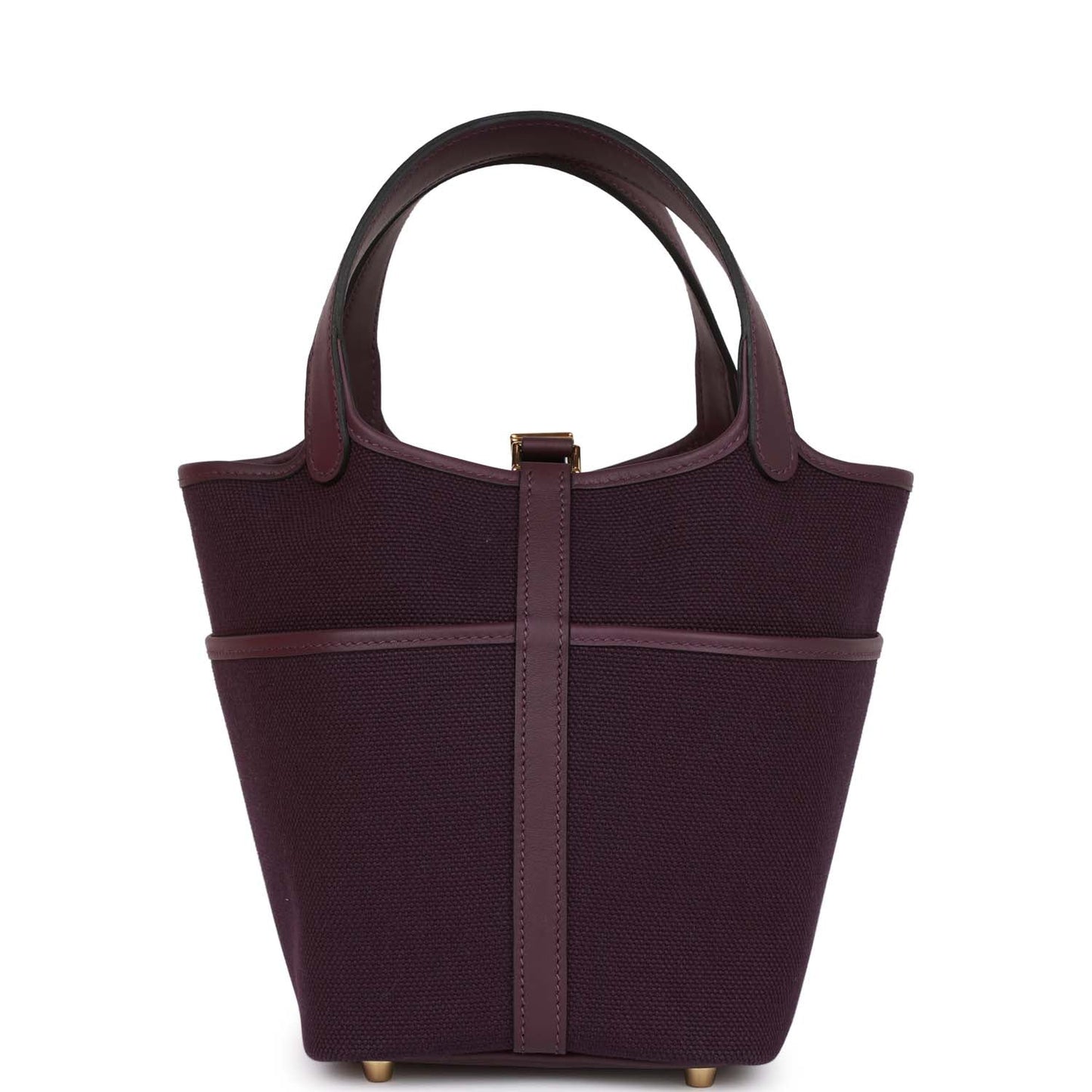 Luxury Hermes Picotin Cargo 18 Cassis Swift and Toile Canvas Gold Hardware