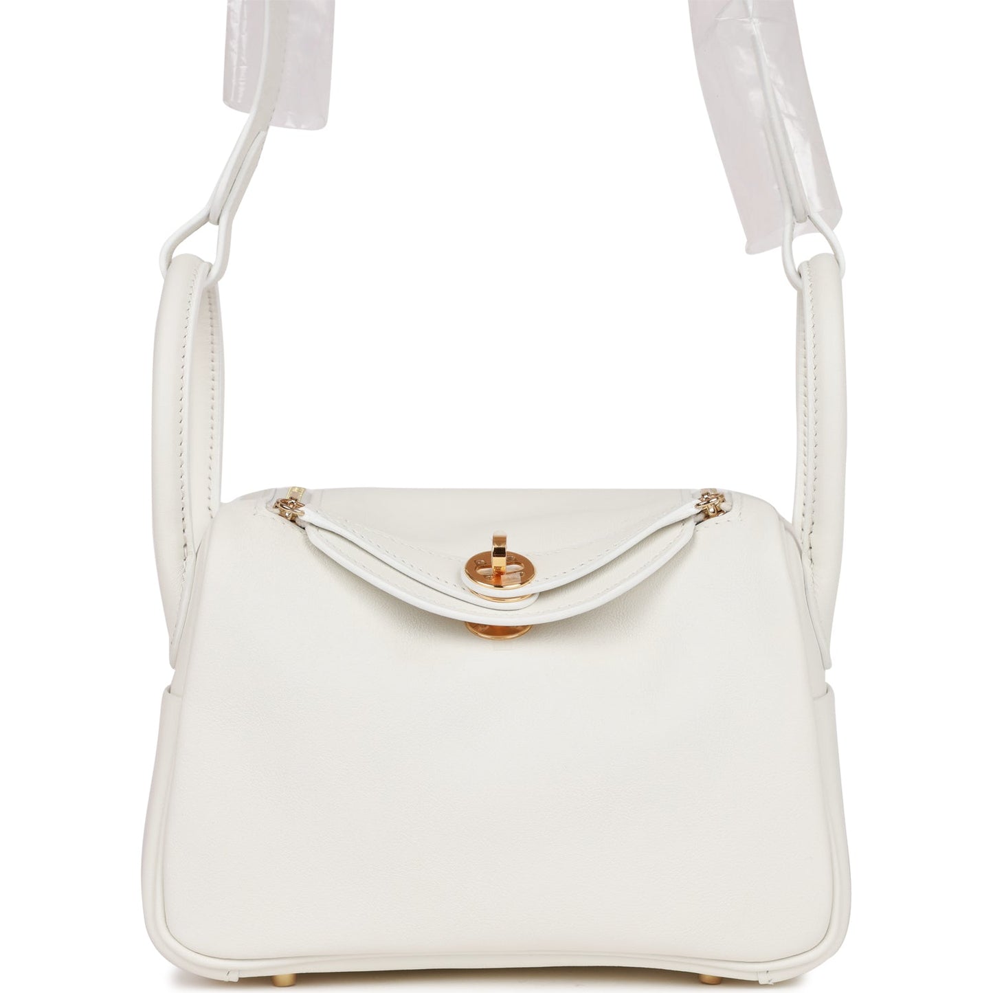 Luxury Hermes Mini Lindy White Swift Gold Hardware