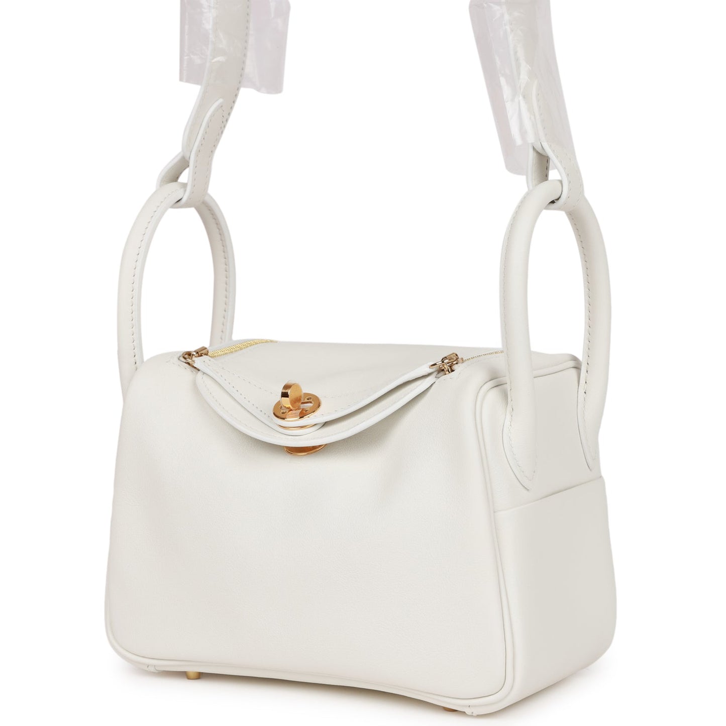 Luxury Hermes Mini Lindy White Swift Gold Hardware