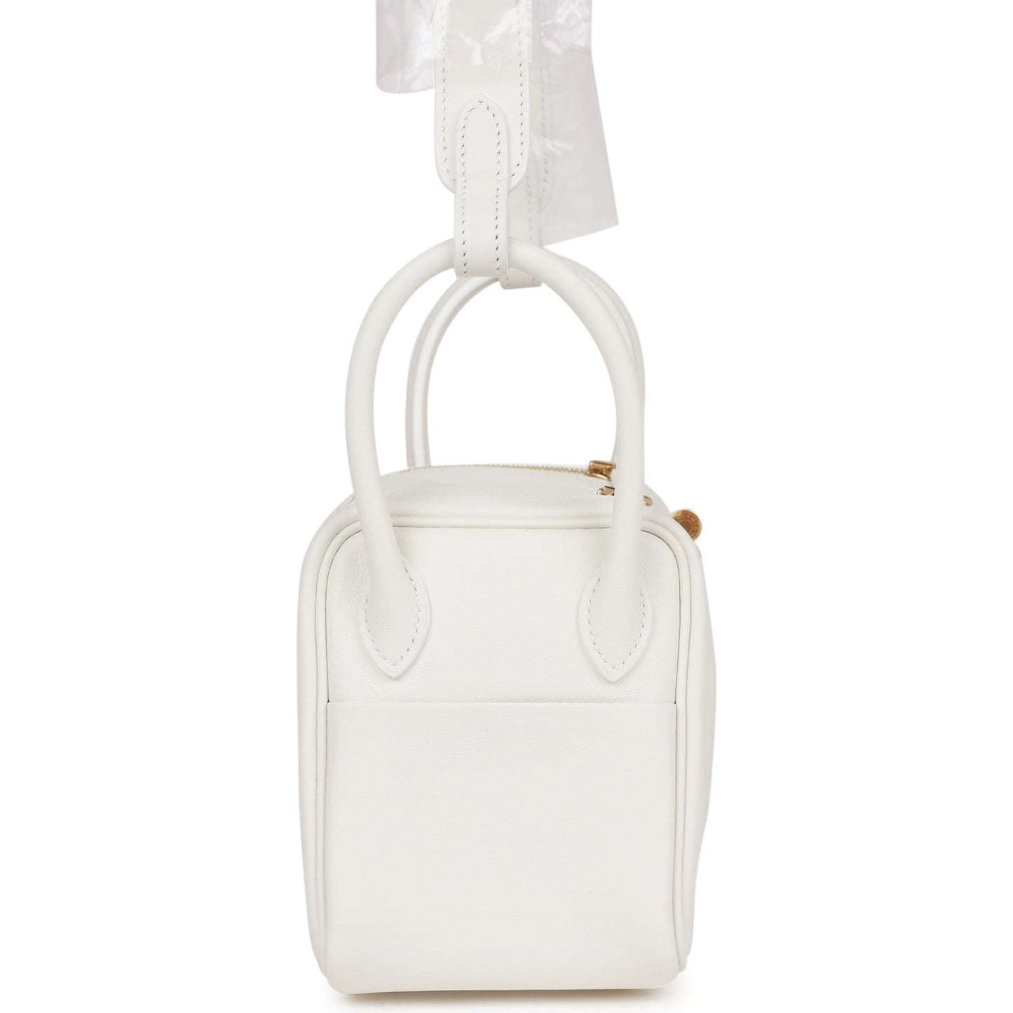 Luxury Hermes Mini Lindy White Swift Gold Hardware