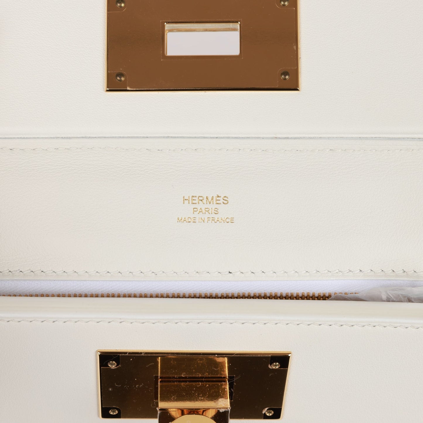 Luxury Hermes Mini 24/24 Bag White Evercolor and Swift Gold Hardware