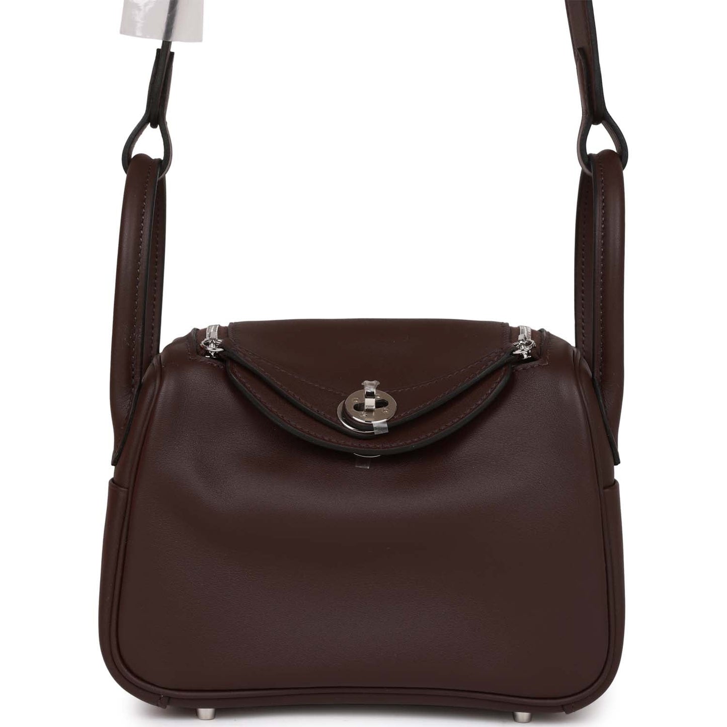 Luxury Hermes Mini Lindy Rouge Sellier Verso Swift Palladium Hardware