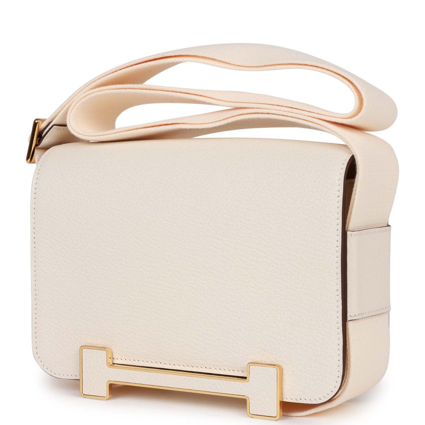Luxury Hermes Geta Bag Nata Chevre Gold Hardware