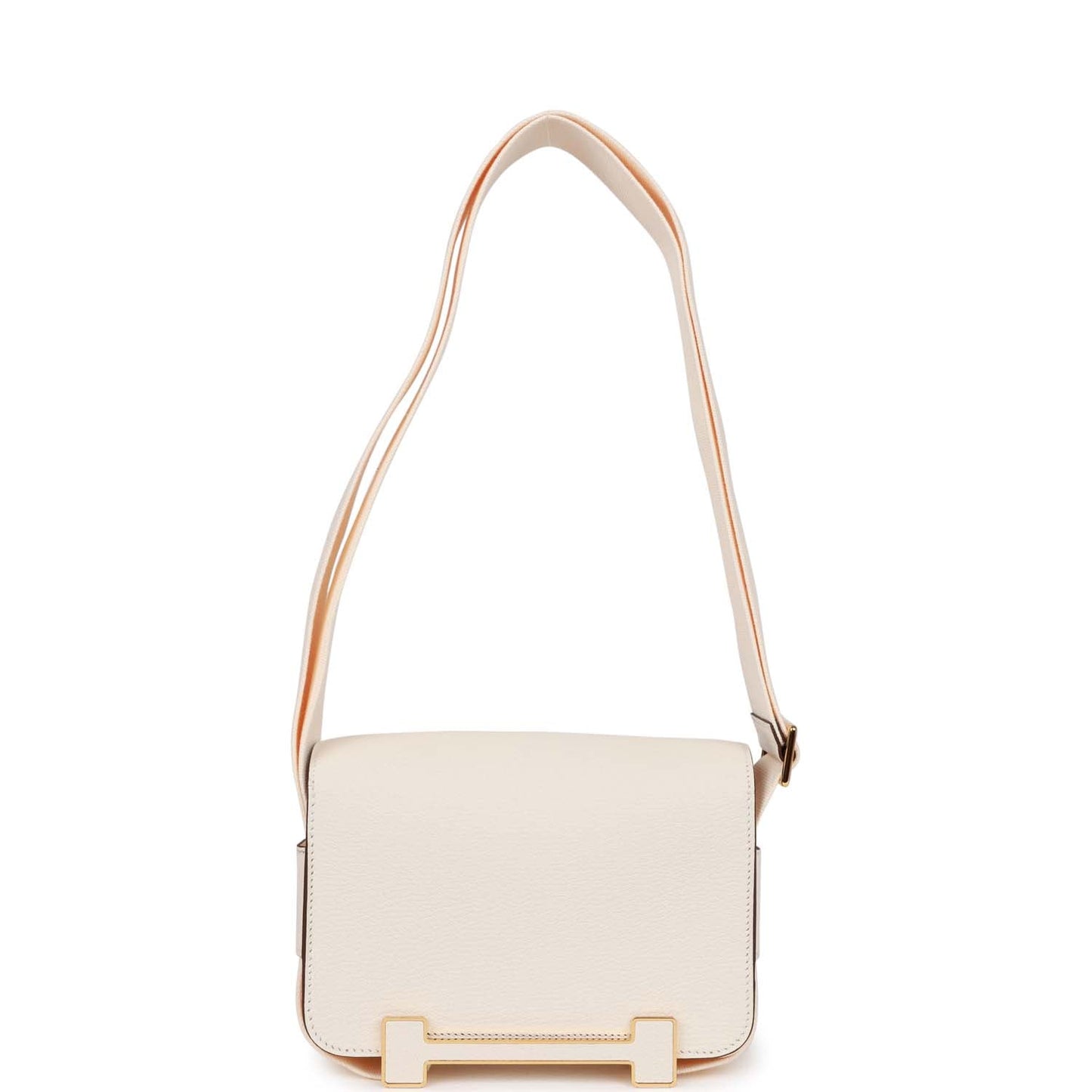 Luxury Hermes Geta Bag Nata Chevre Gold Hardware