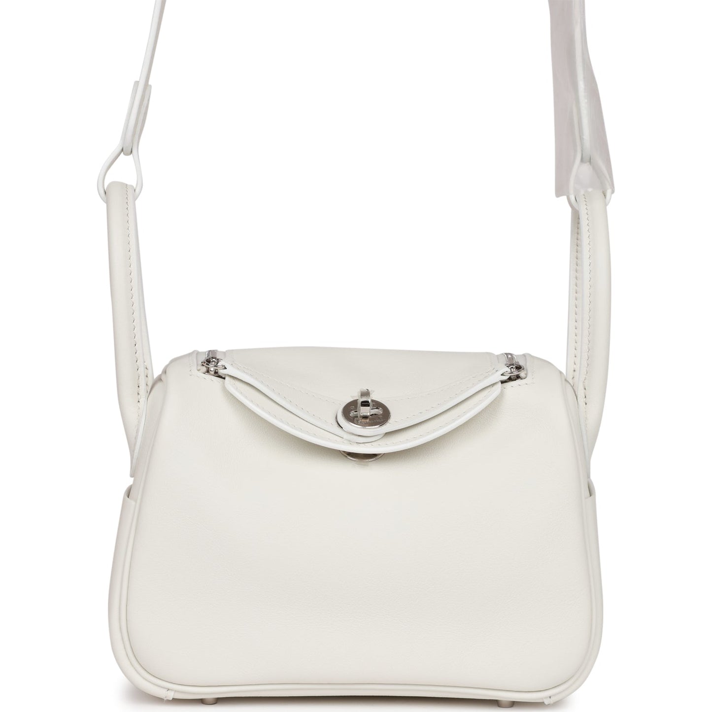 Luxury Hermes Mini Lindy White Swift Palladium Hardware