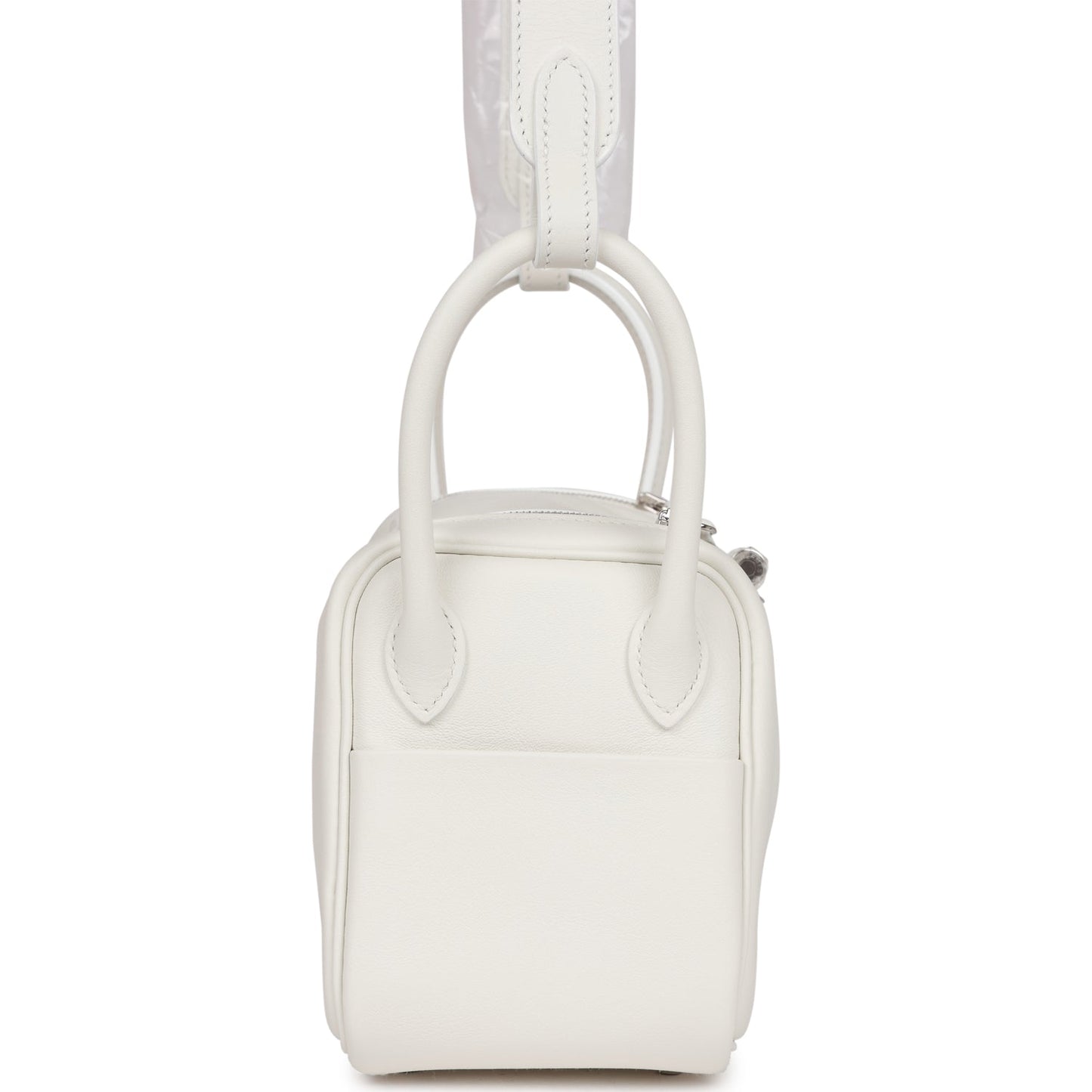 Luxury Hermes Mini Lindy White Swift Palladium Hardware