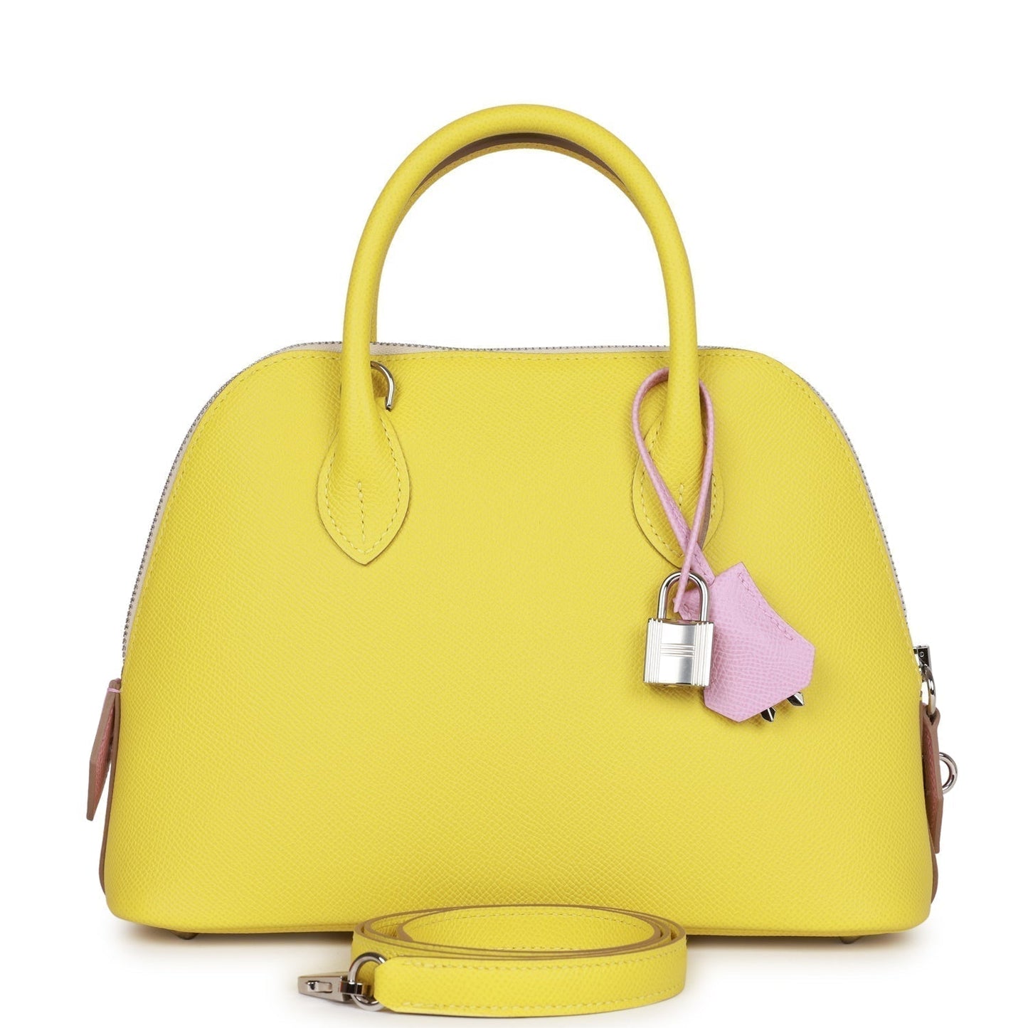 Luxury Hermes 1923 Bolide 25 Tricolor Lime, Mauve Sylvestre, and Nata Epsom Palladium Hardware