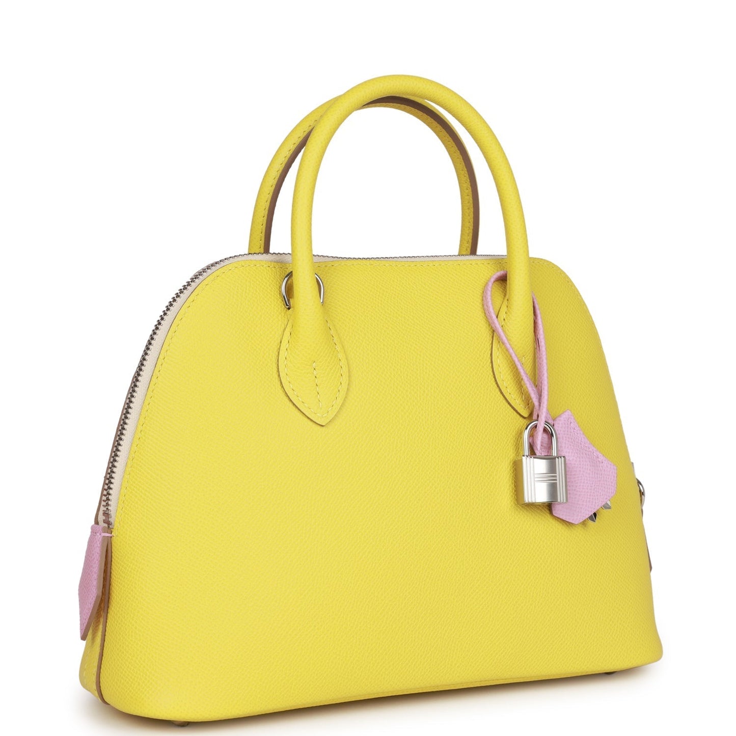 Luxury Hermes 1923 Bolide 25 Tricolor Lime, Mauve Sylvestre, and Nata Epsom Palladium Hardware