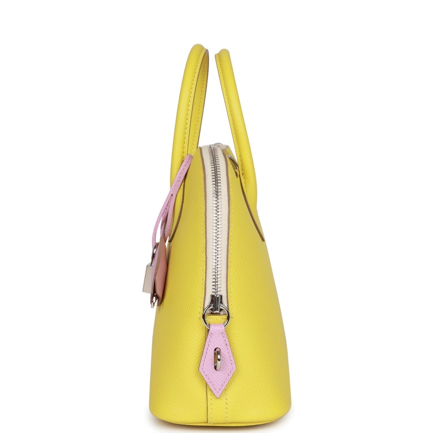 Luxury Hermes 1923 Bolide 25 Tricolor Lime, Mauve Sylvestre, and Nata Epsom Palladium Hardware