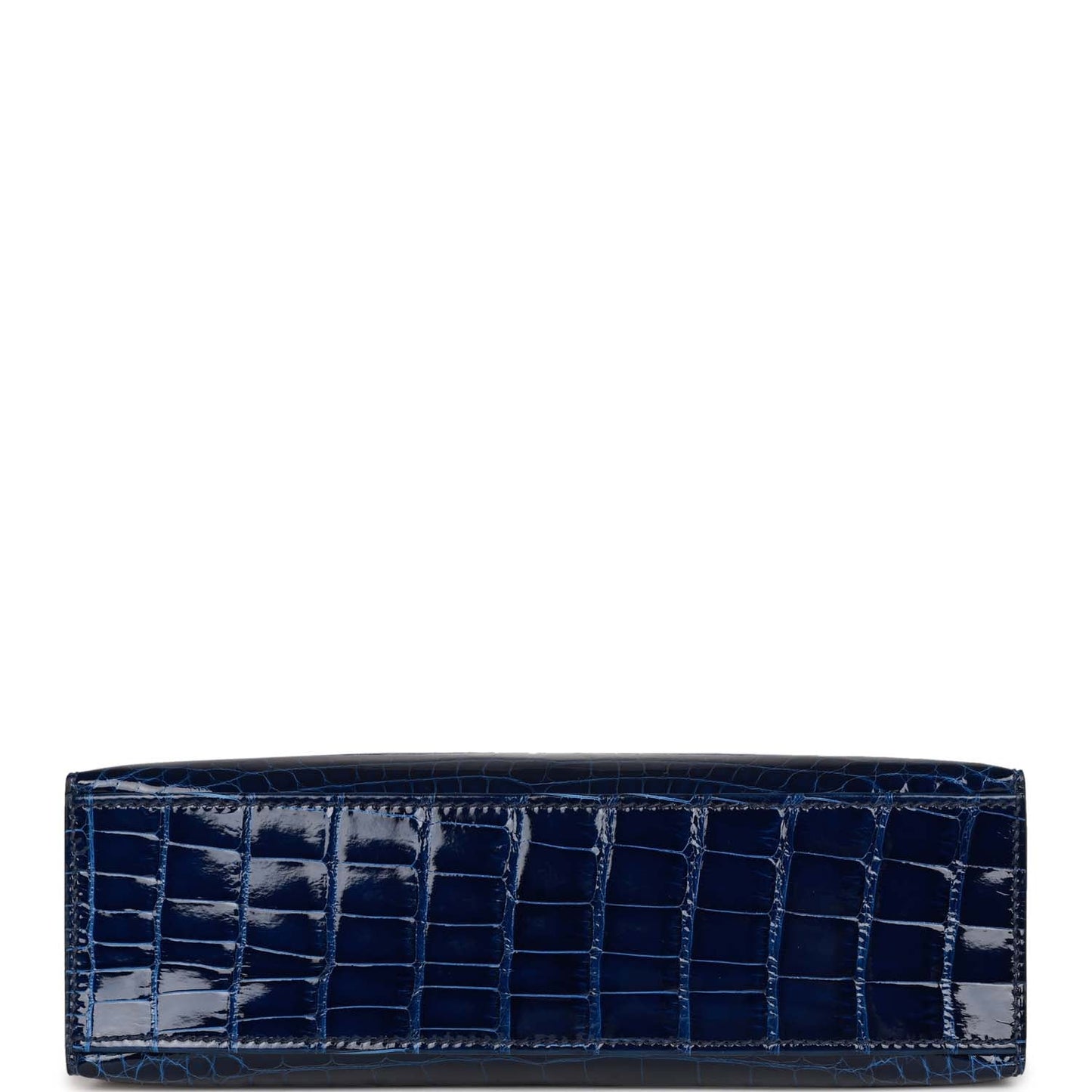 Luxury Hermes Kelly Pochette Bleu Saphir Shiny Alligator Gold Hardware