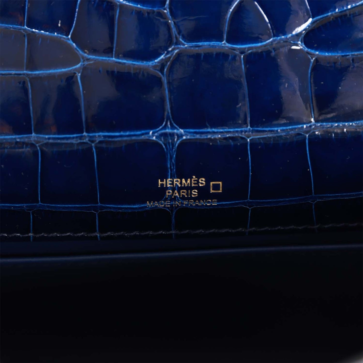 Luxury Hermes Kelly Pochette Bleu Saphir Shiny Alligator Gold Hardware