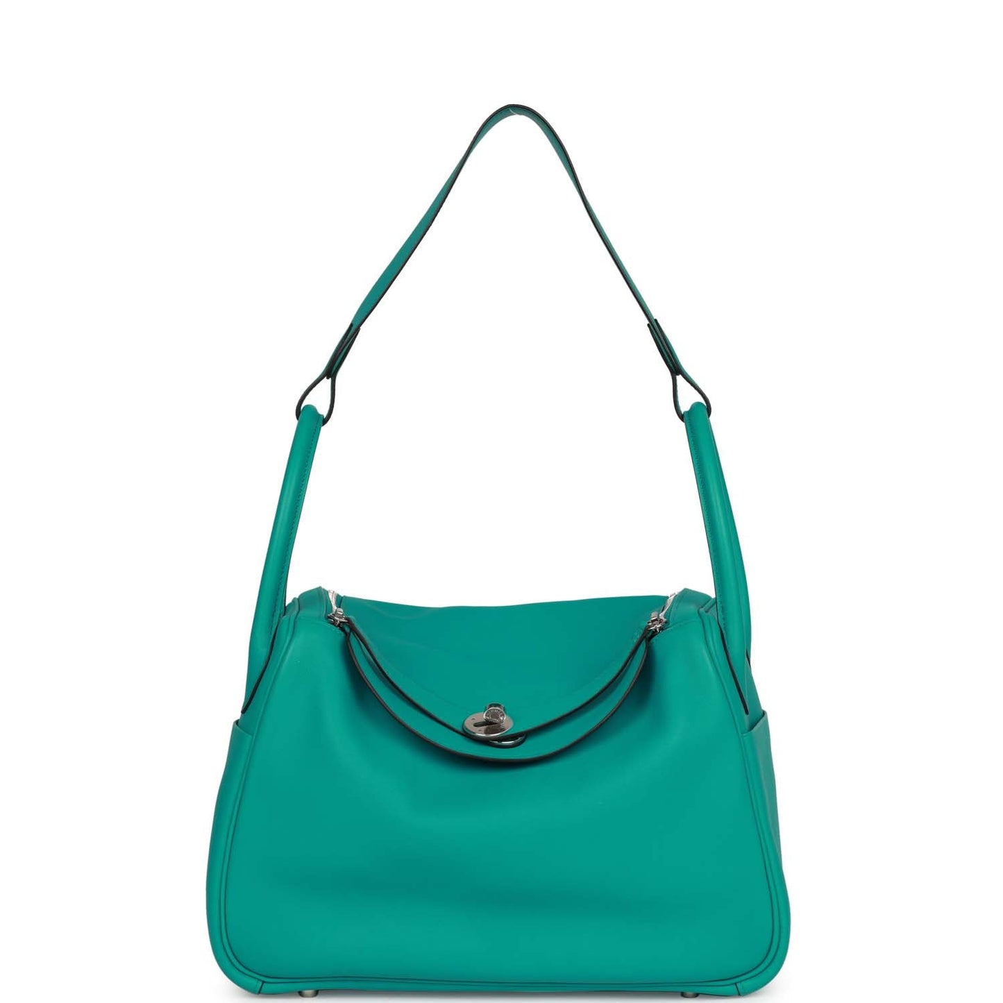 Luxury Hermes Lindy 30 Bleu Paon Swift Palladium Hardware