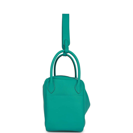 Luxury Hermes Lindy 30 Bleu Paon Swift Palladium Hardware