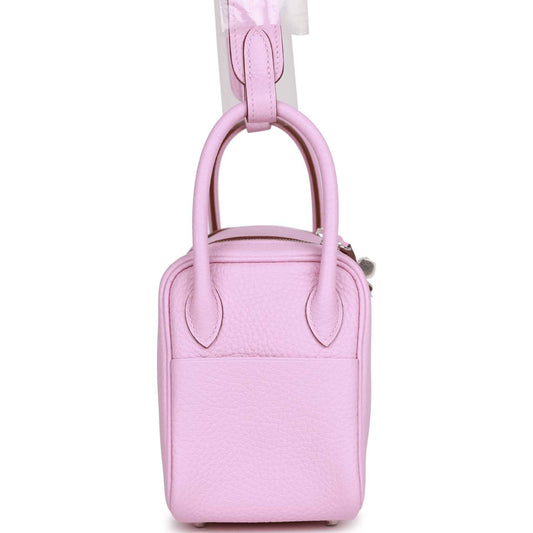 Luxury Hermes Mini Lindy Mauve Sylvestre Clemence Palladium Hardware