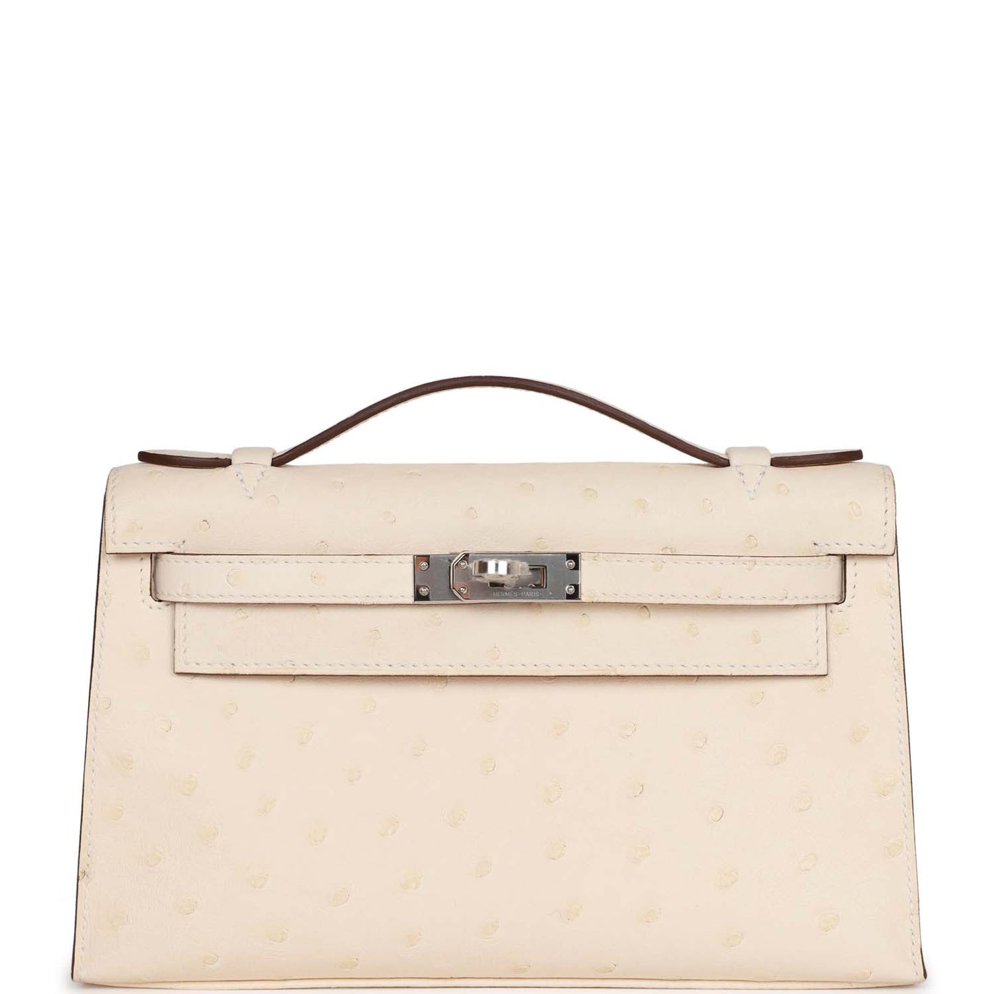 Luxury Hermes Kelly Pochette Nata Ostrich Palladium Hardware