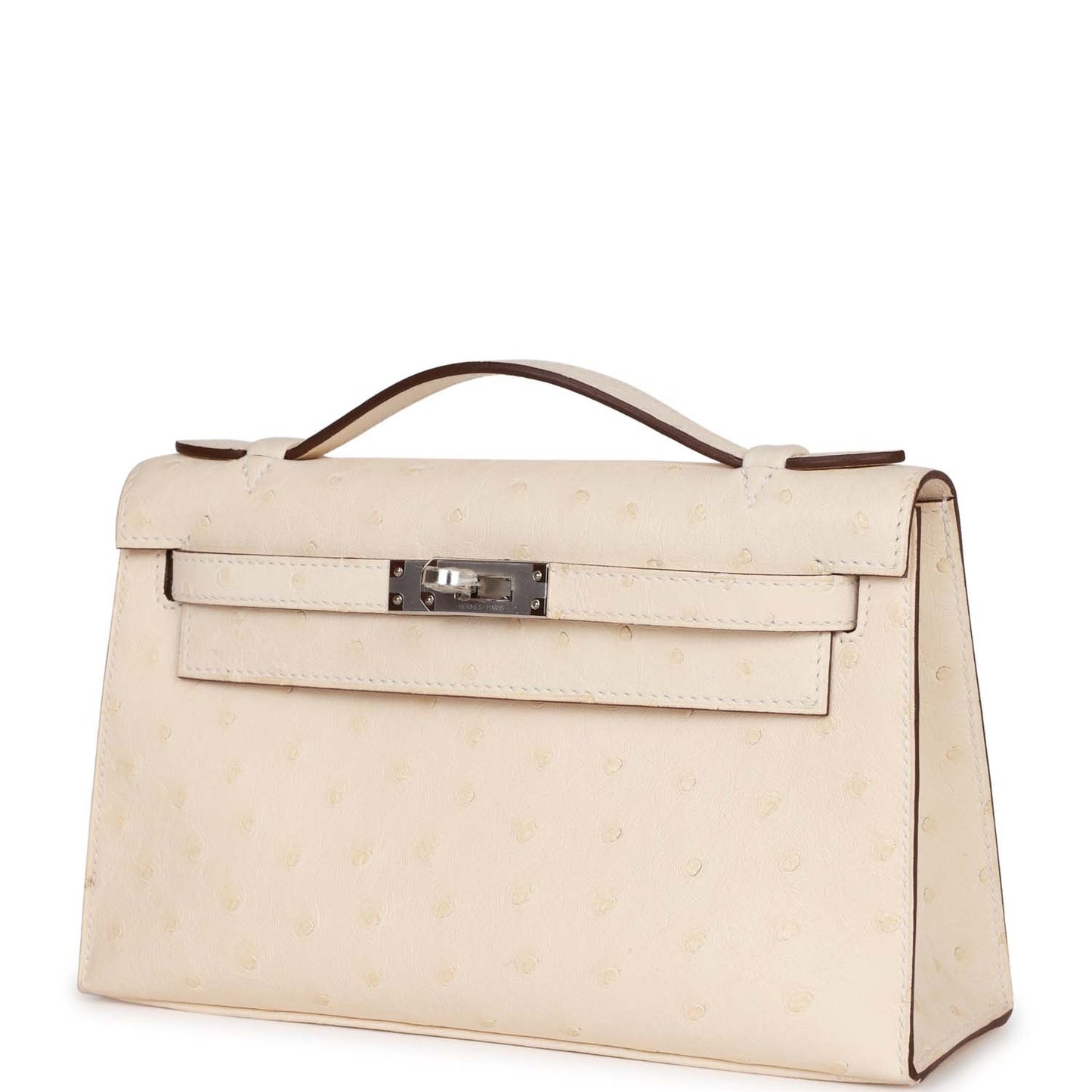 Luxury Hermes Kelly Pochette Nata Ostrich Palladium Hardware