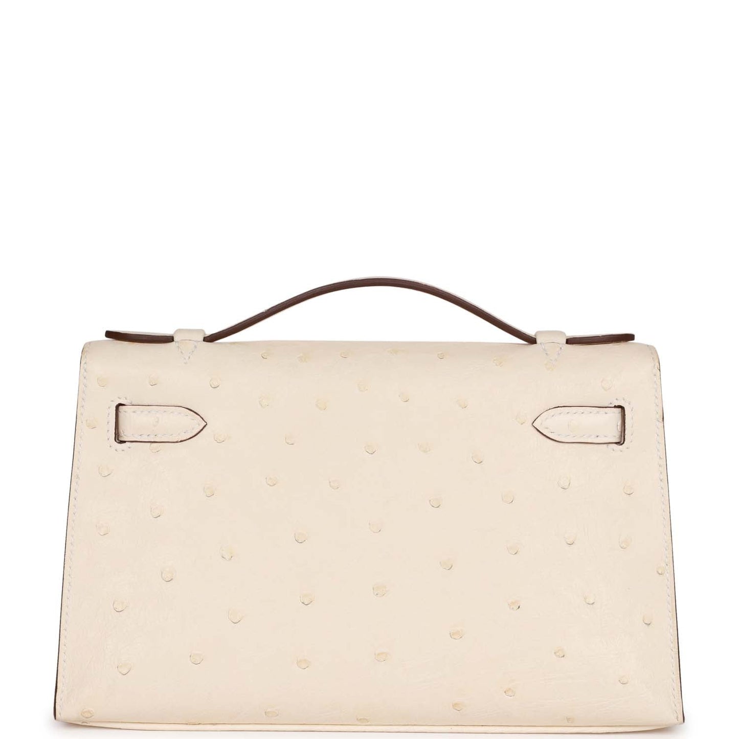 Luxury Hermes Kelly Pochette Nata Ostrich Palladium Hardware