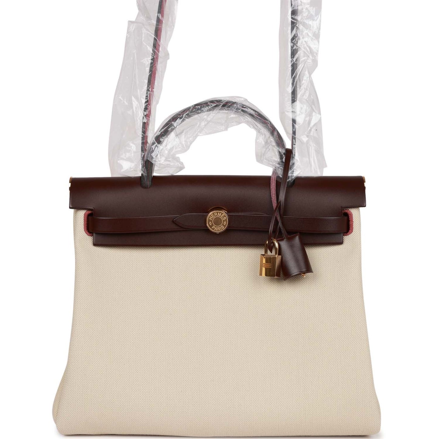 Luxury Hermes Herbag Zip PM 31 Beton Toile H Berline Rouge Sellier Hunter Gold Hardware