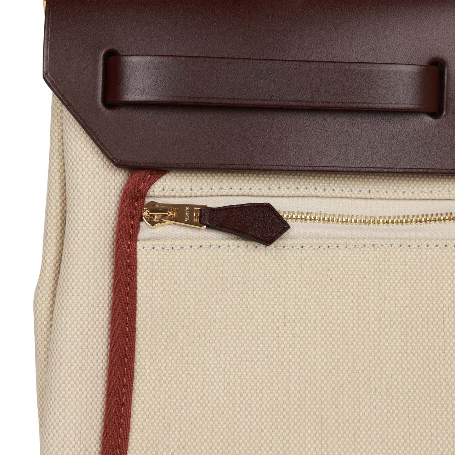 Luxury Hermes Herbag Zip PM 31 Beton Toile H Berline Rouge Sellier Hunter Gold Hardware