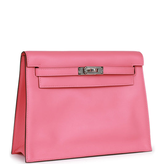 Luxury Hermes Kelly Danse Rose Azalee Swfit Palladium Hardware