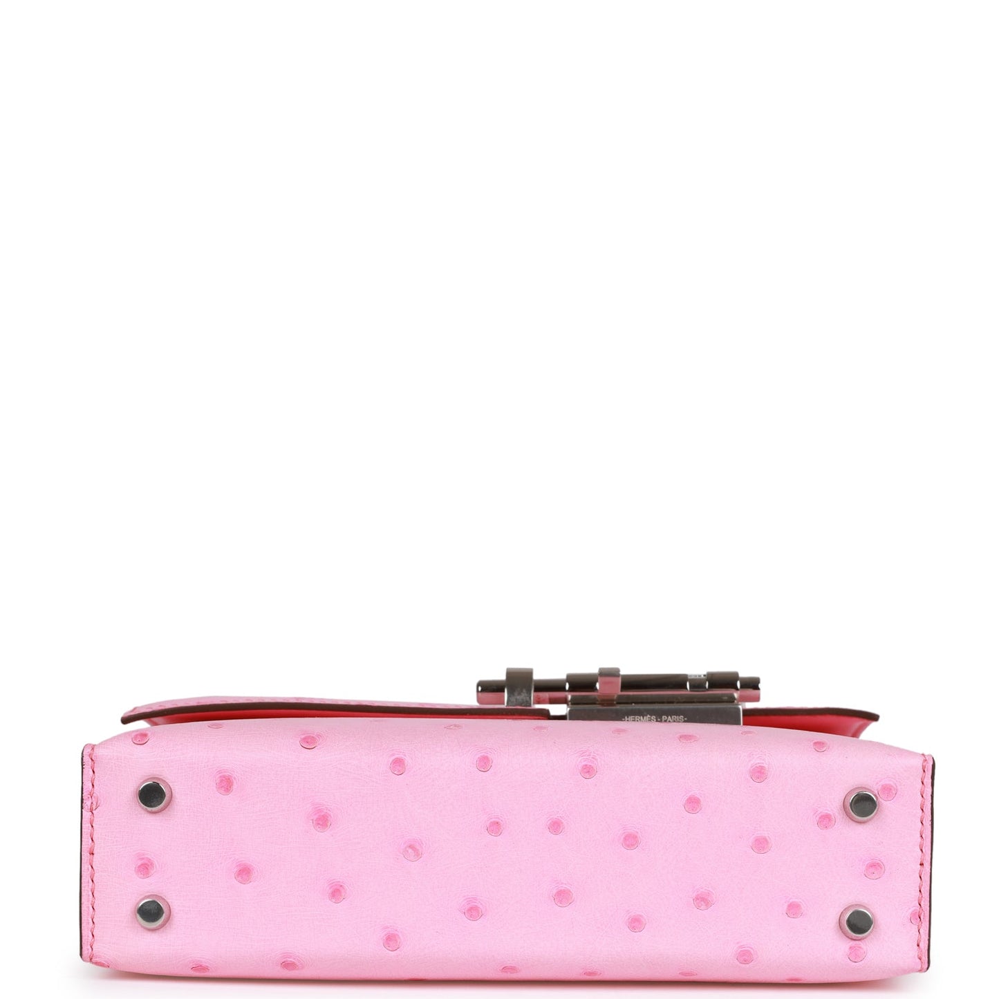 Luxury Hermes Mini Verrou Chaine Bag Bubblegum Ostrich Palladium Hardware