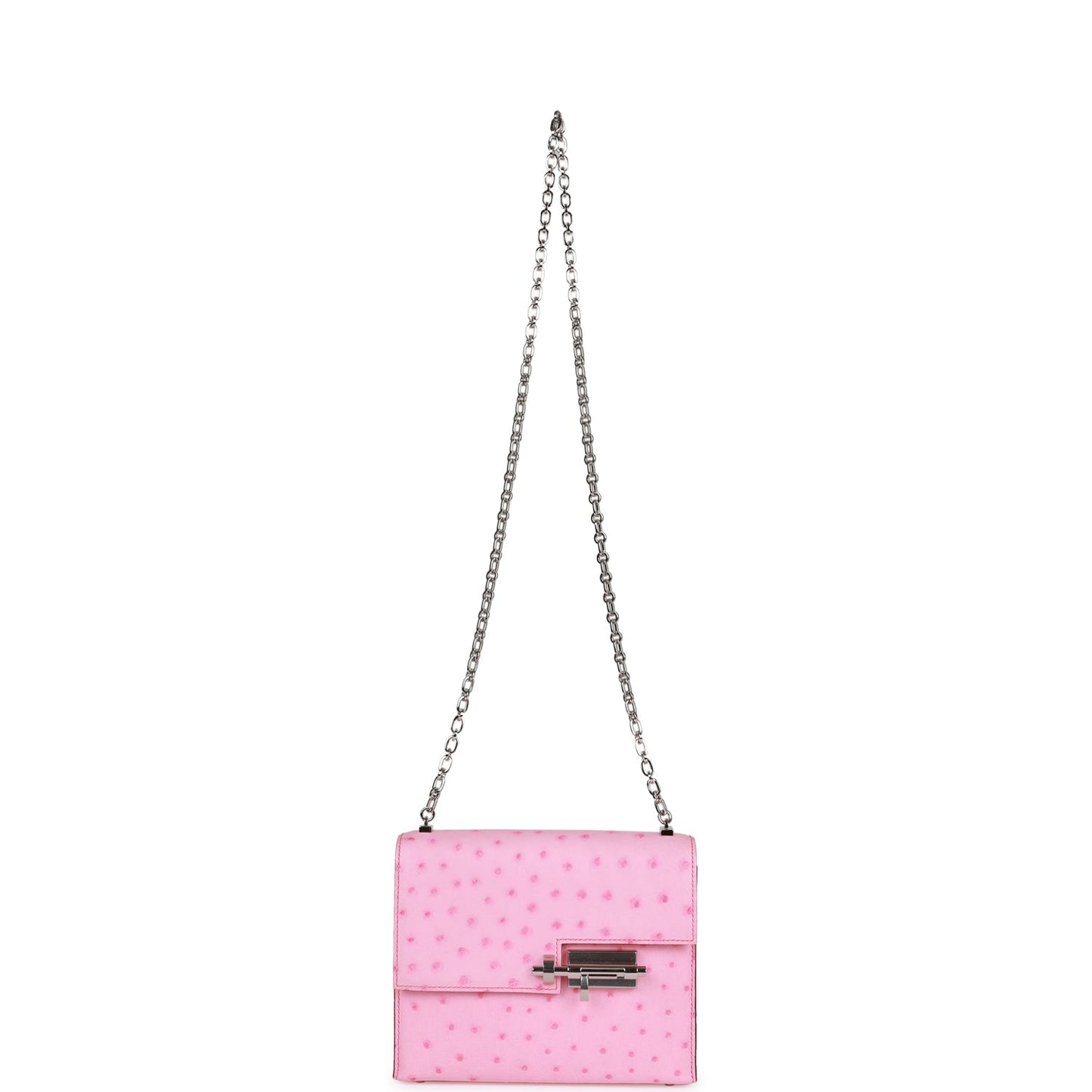Luxury Hermes Mini Verrou Chaine Bag Bubblegum Ostrich Palladium Hardware