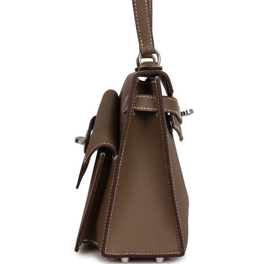 Luxury Hermes Kelly Sellier en Desordre 20 Etoupe Epsom Palladium Hardware