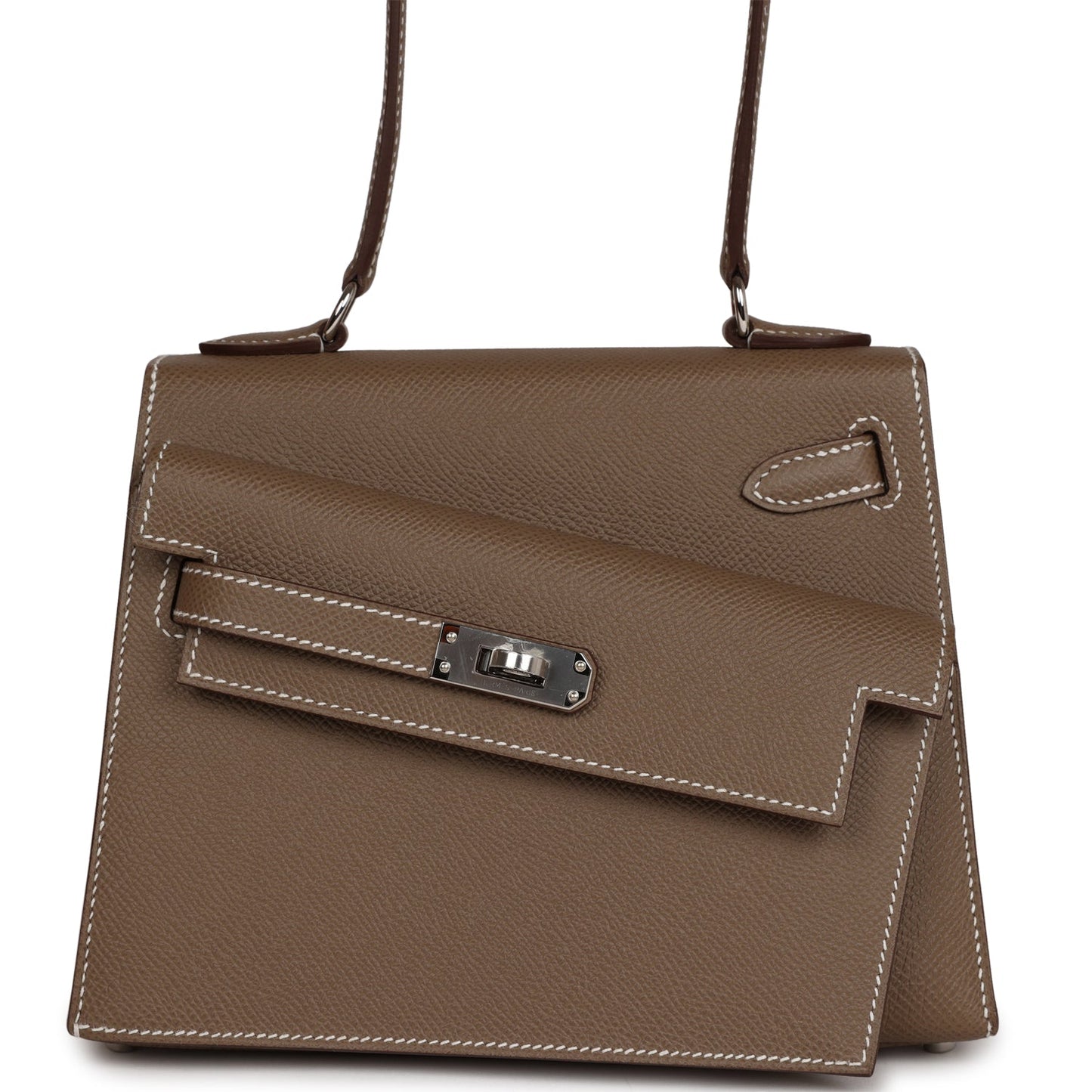 Luxury Hermes Kelly Sellier en Desordre 20 Etoupe Epsom Palladium Hardware