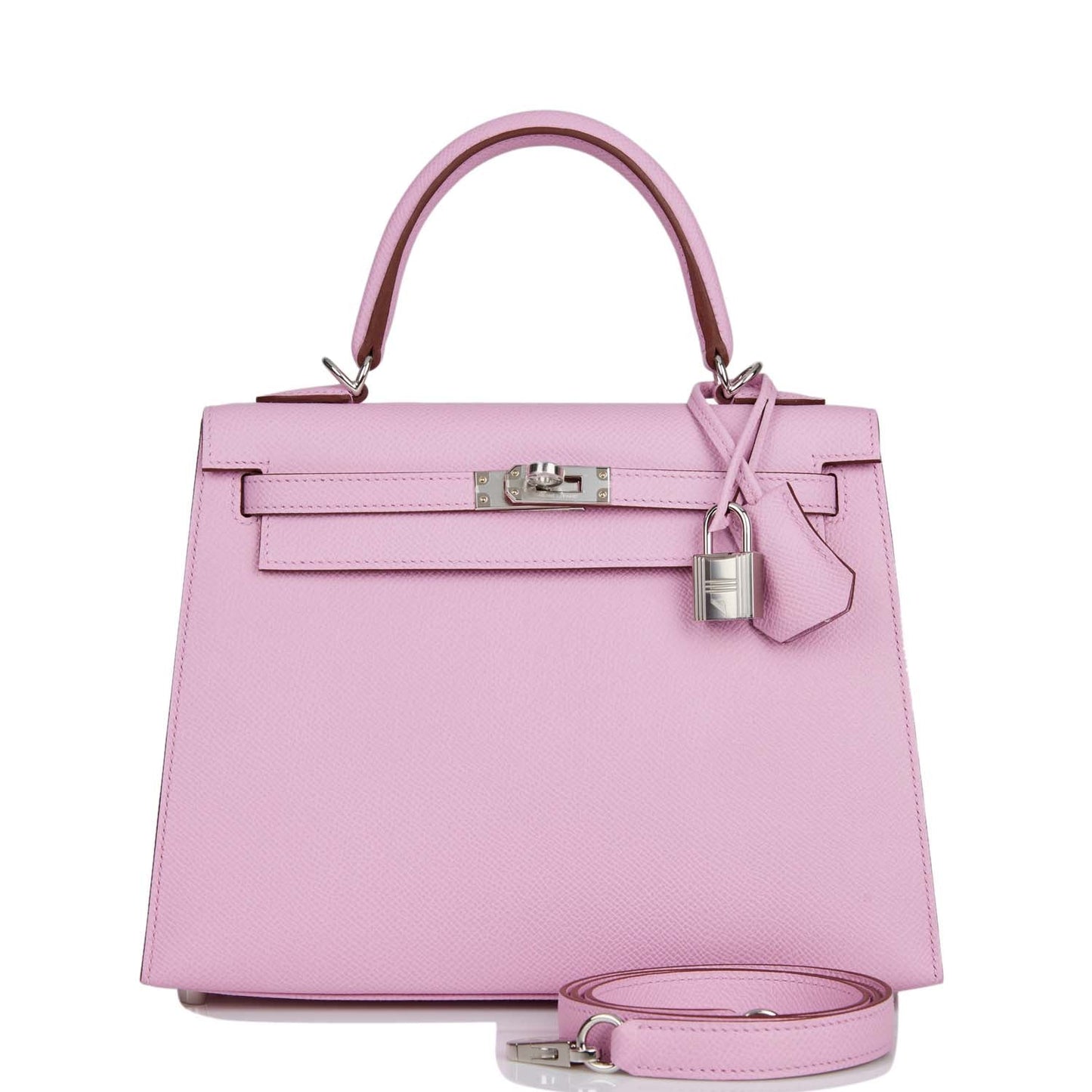 Luxury Hermes Kelly Sellier 25 Mauve Sylvestre Epsom Palladium Hardware