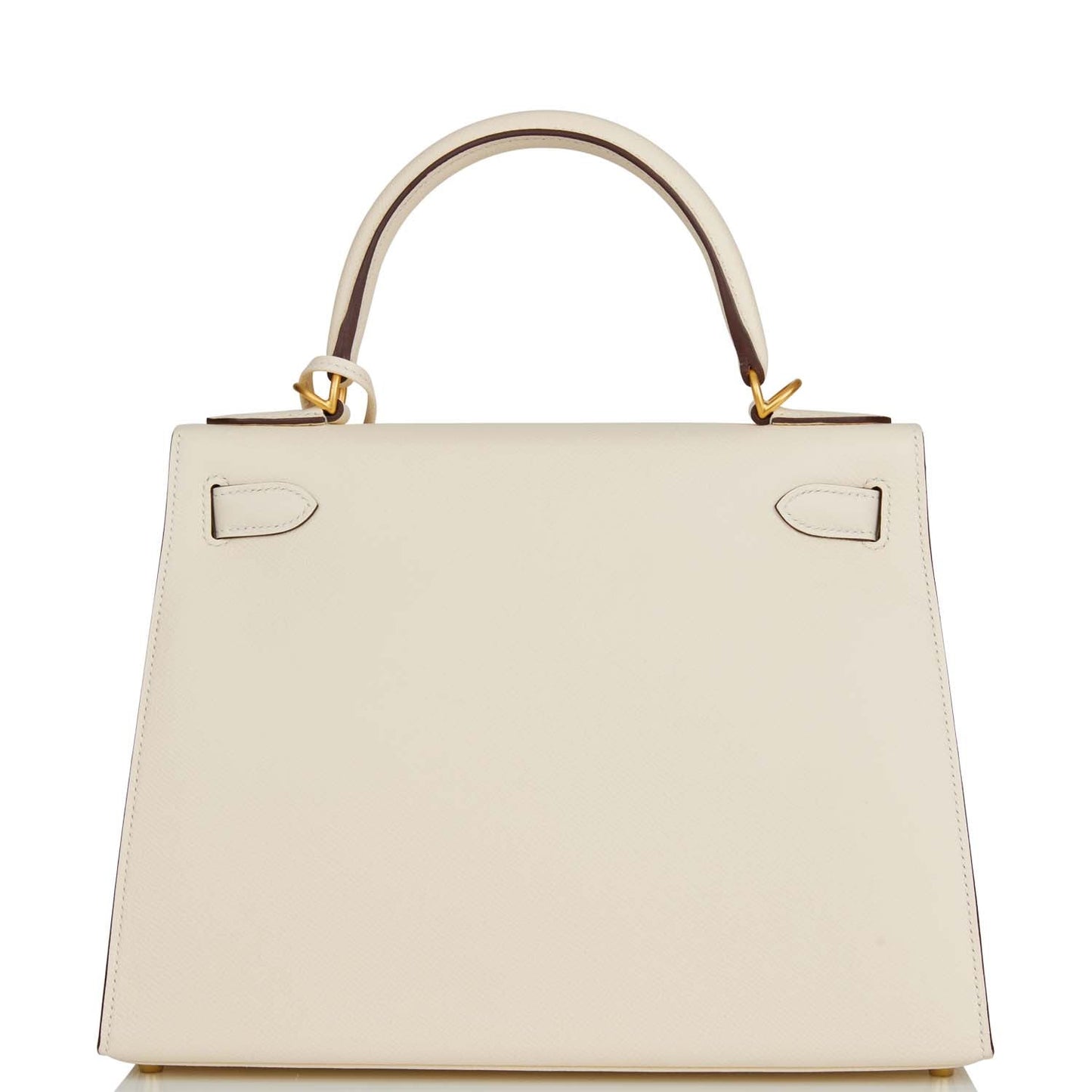 Luxury Hermes Special Order (HSS) Kelly Sellier 28 Nata Verso Epsom Brushed Gold Hardware