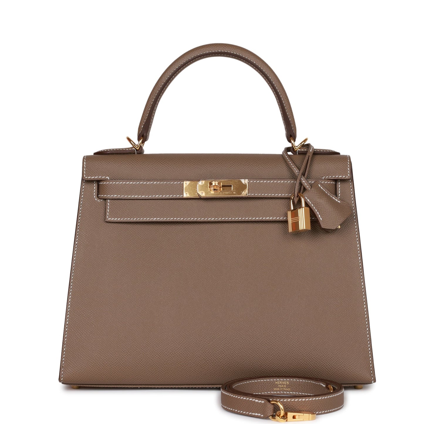Luxury Hermes Kelly Sellier 28 Etoupe Epsom Gold Hardware