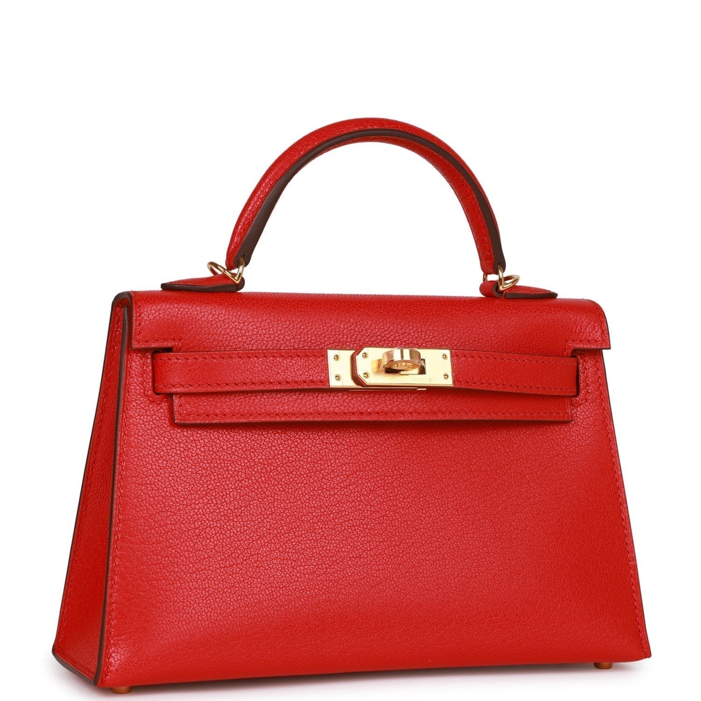Luxury Hermes Kelly Sellier 20 Rouge de Coeur Chevre Gold Hardware