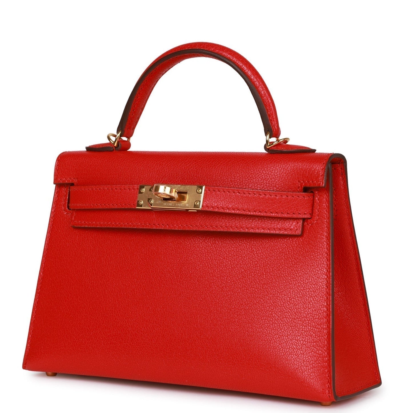 Luxury Hermes Kelly Sellier 20 Rouge de Coeur Chevre Gold Hardware