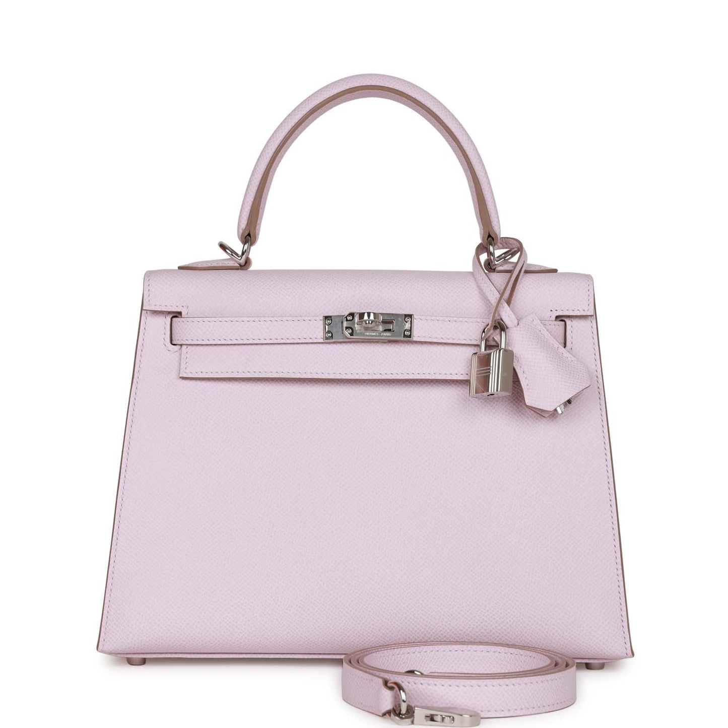 Luxury Hermes Kelly Sellier 25 Mauve Pale Epsom Palladium Hardware